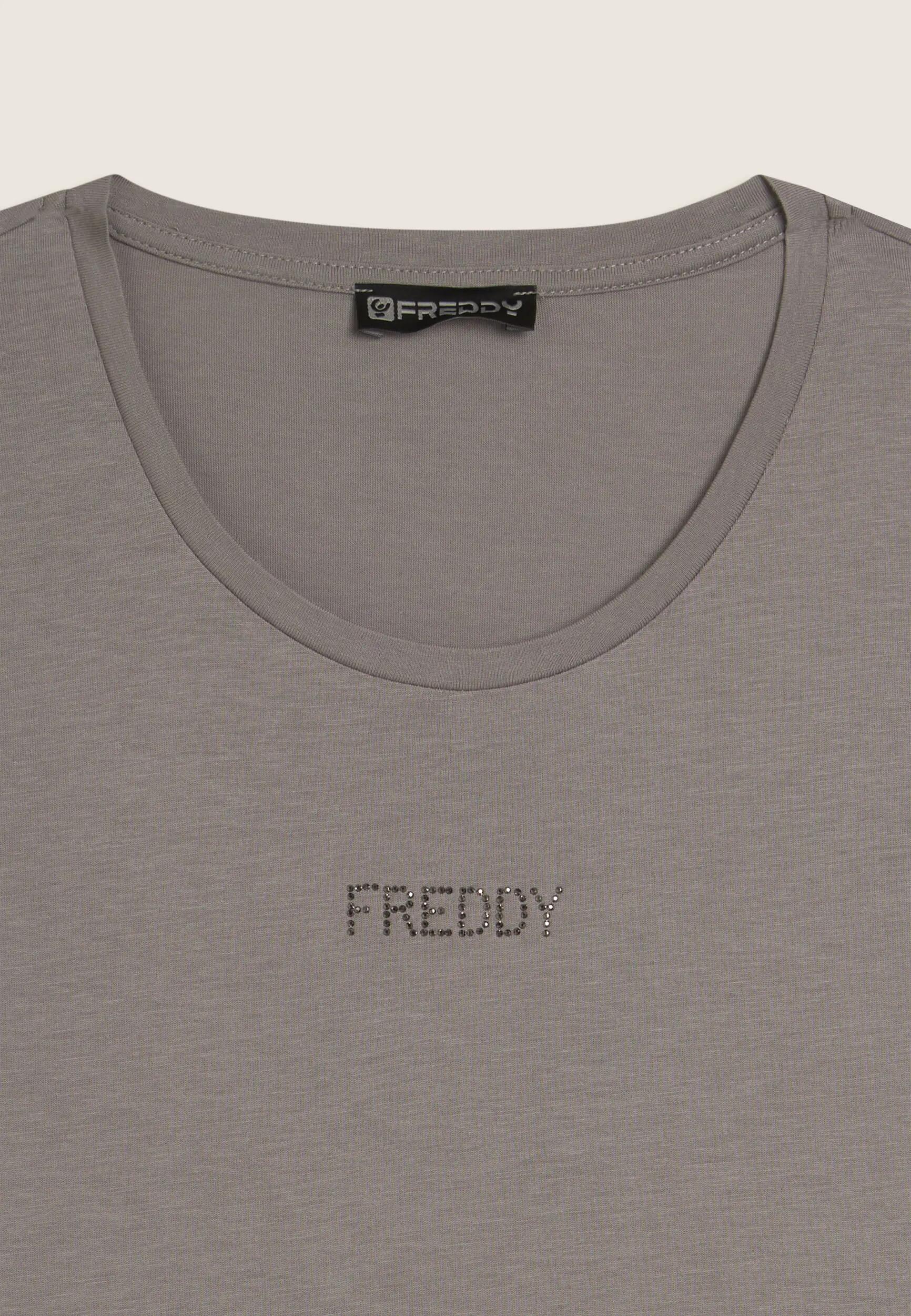 Camiseta de manga corta con detalle recortado y strass 6/6