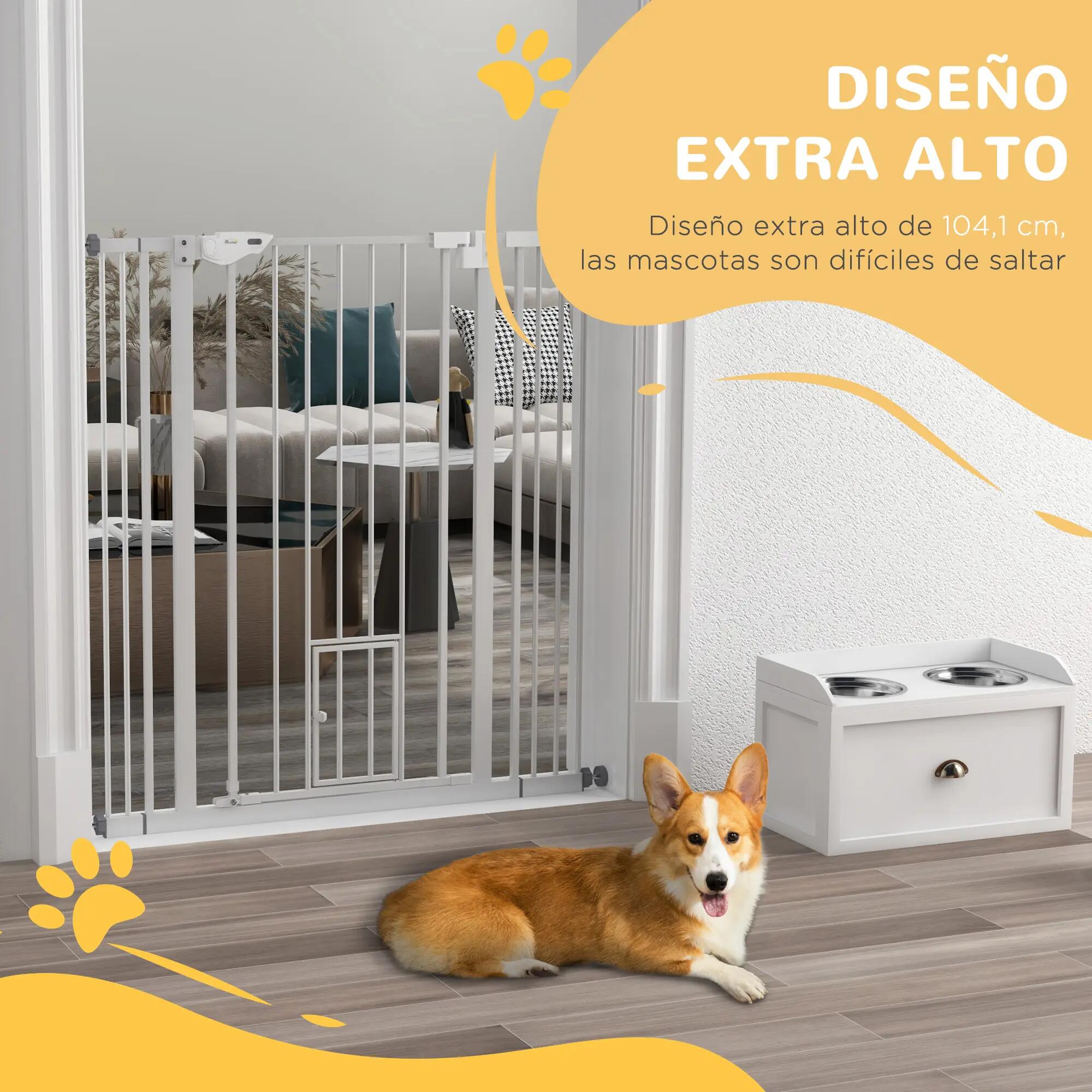 Barreira de segurança cães 101x3.5x104.1 cm branco PawHut 4/7