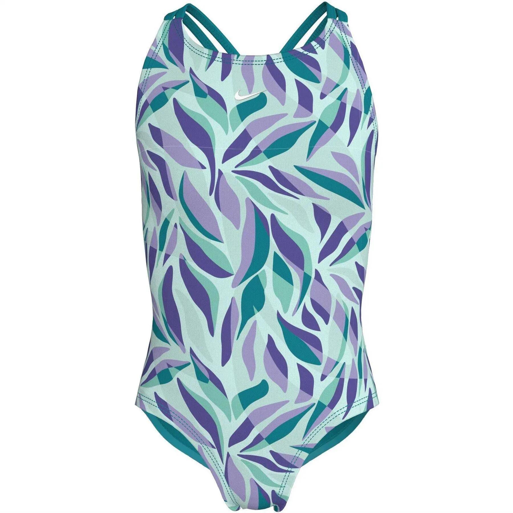 Nike Girls Leaf Print One Piece Swimsuit