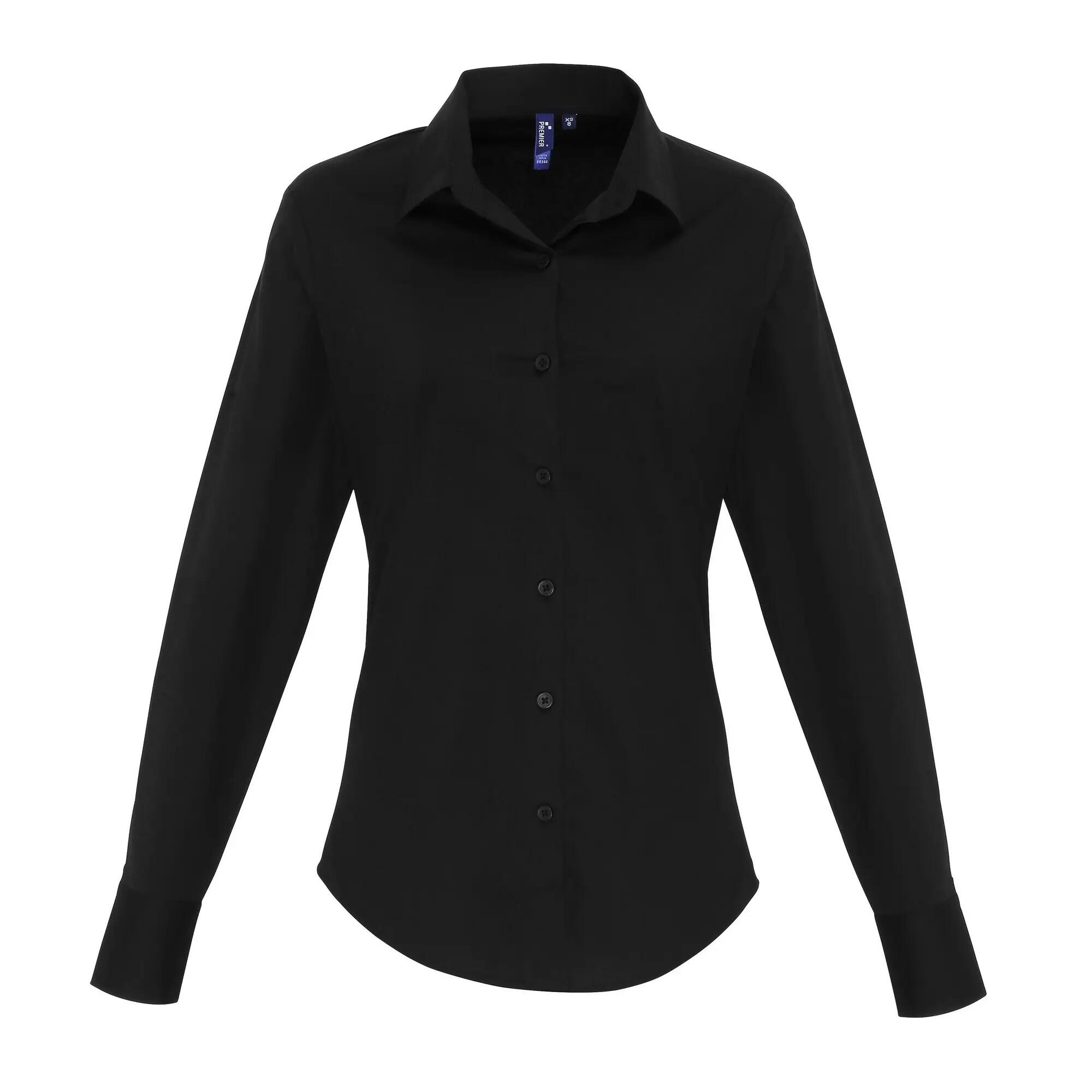 Premier Womens/Ladies Stretch Fit Poplin Long Sleeve Blouse