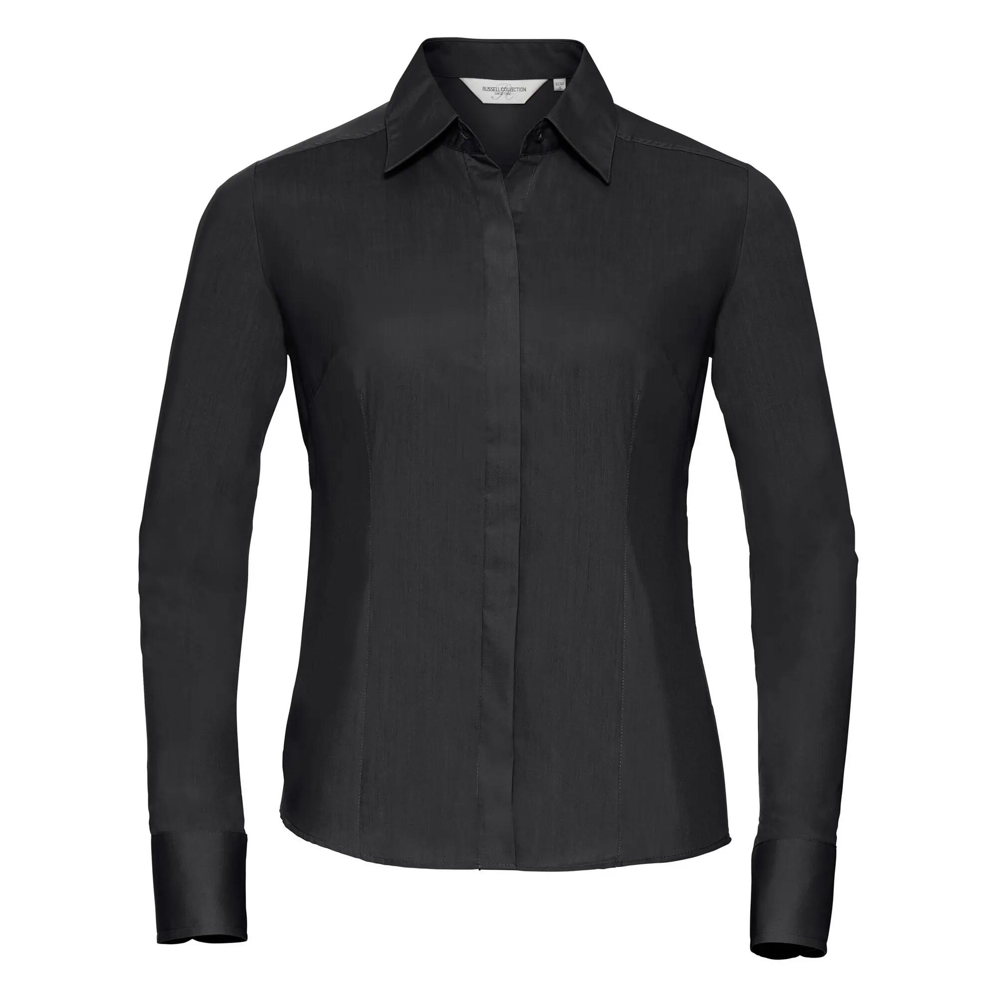 Russell Collection Ladies/Womens Long Sleeve Poly-Cotton Easy Care Fitted Poplin