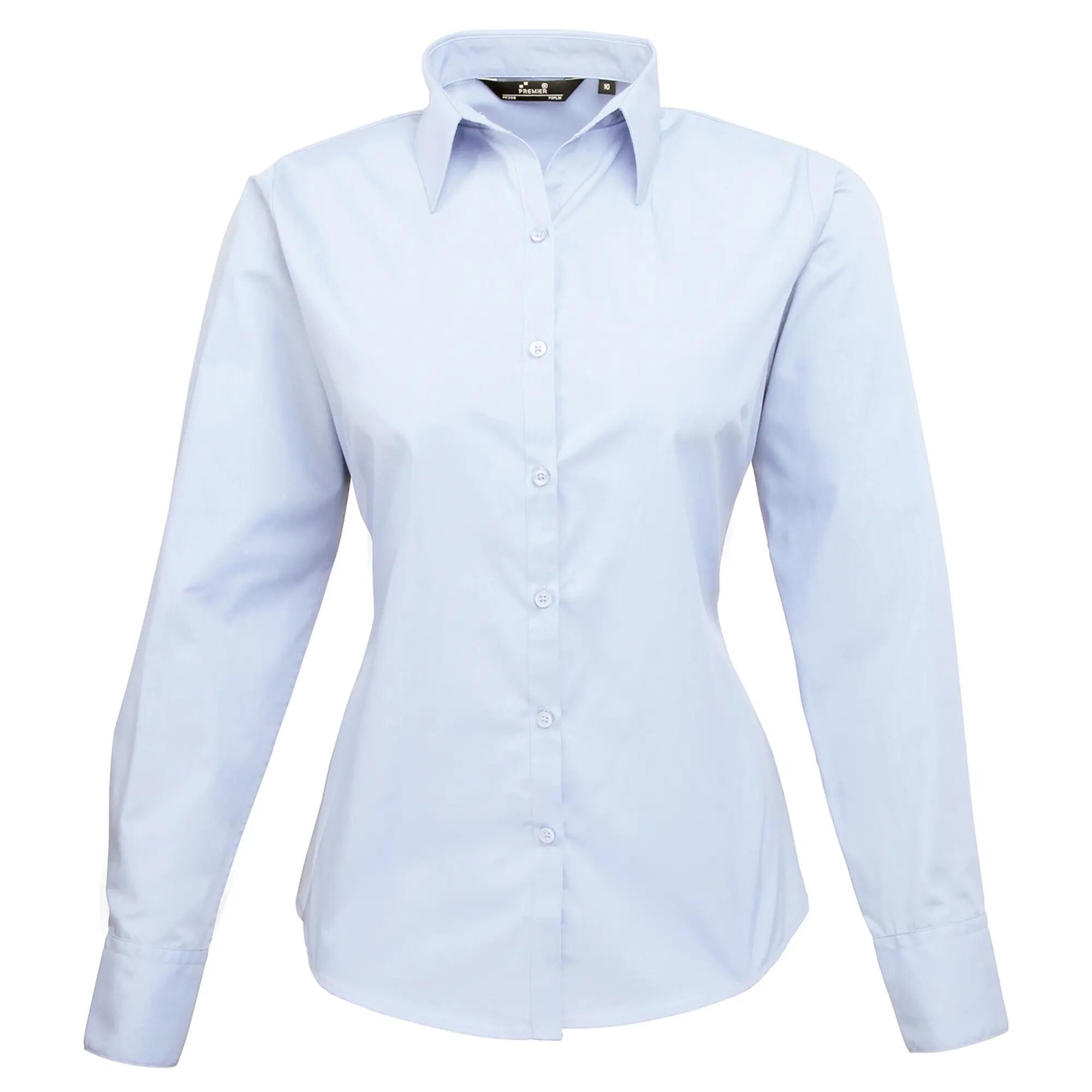 Premier Womens/Ladies Poplin Long-Sleeved Blouse