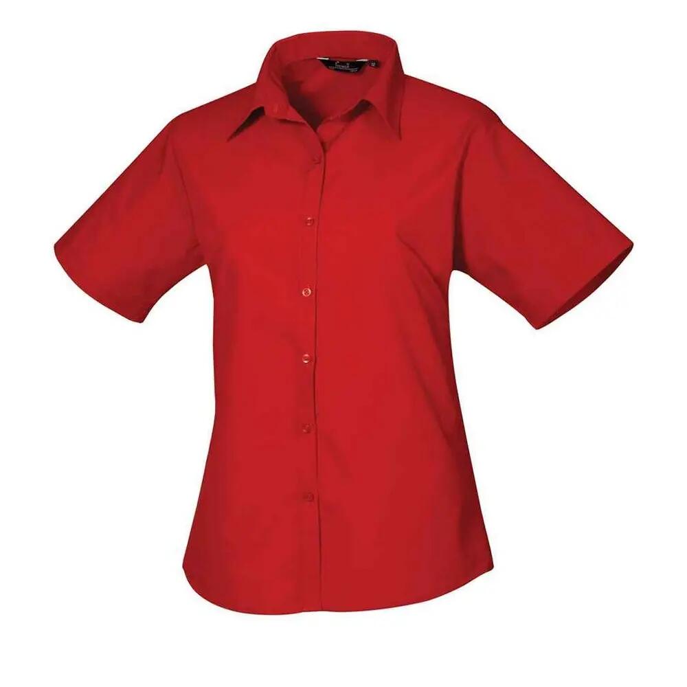 Premier Womens/Ladies Poplin Short-Sleeved Blouse