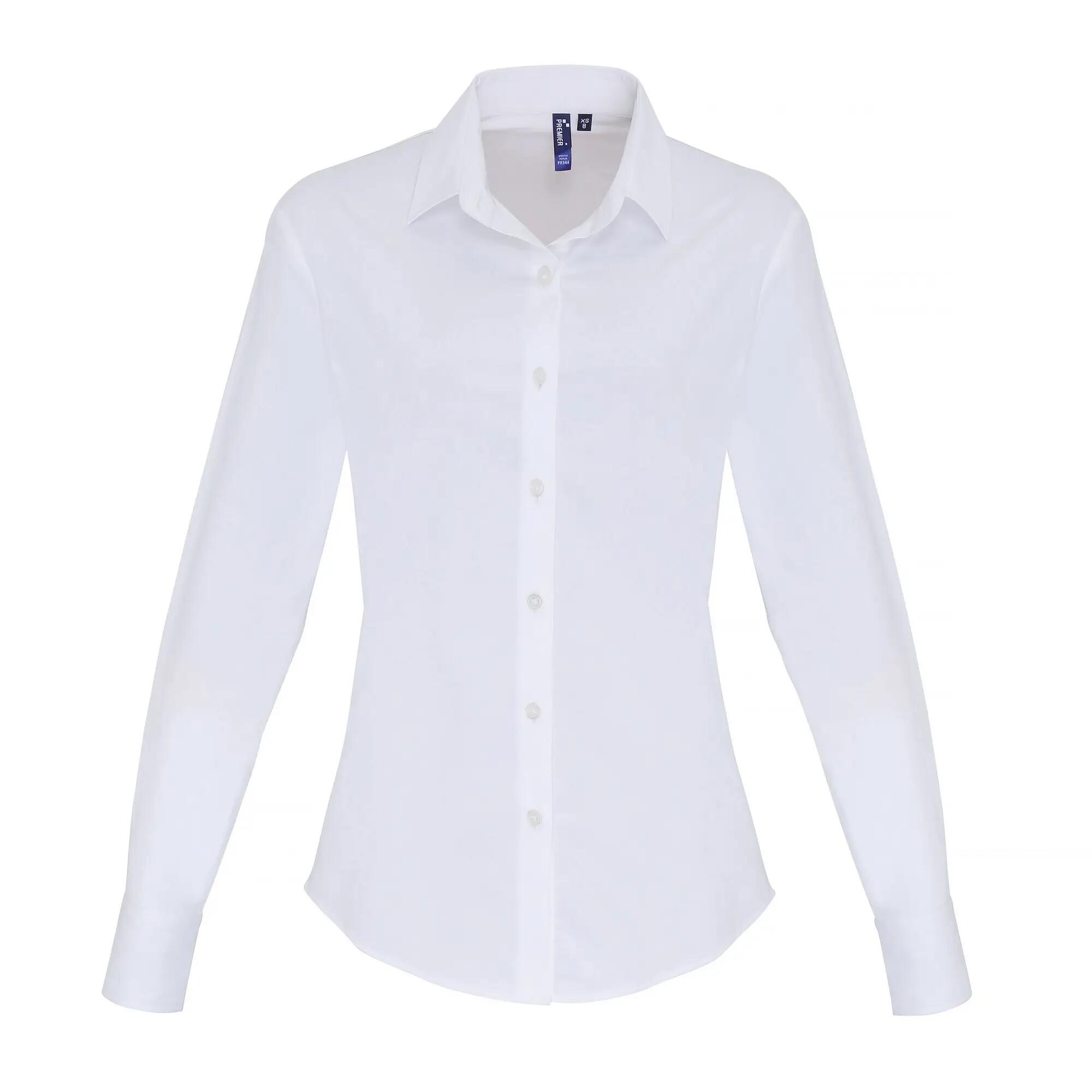 Premier Womens/Ladies Stretch Fit Poplin Long Sleeve Blouse