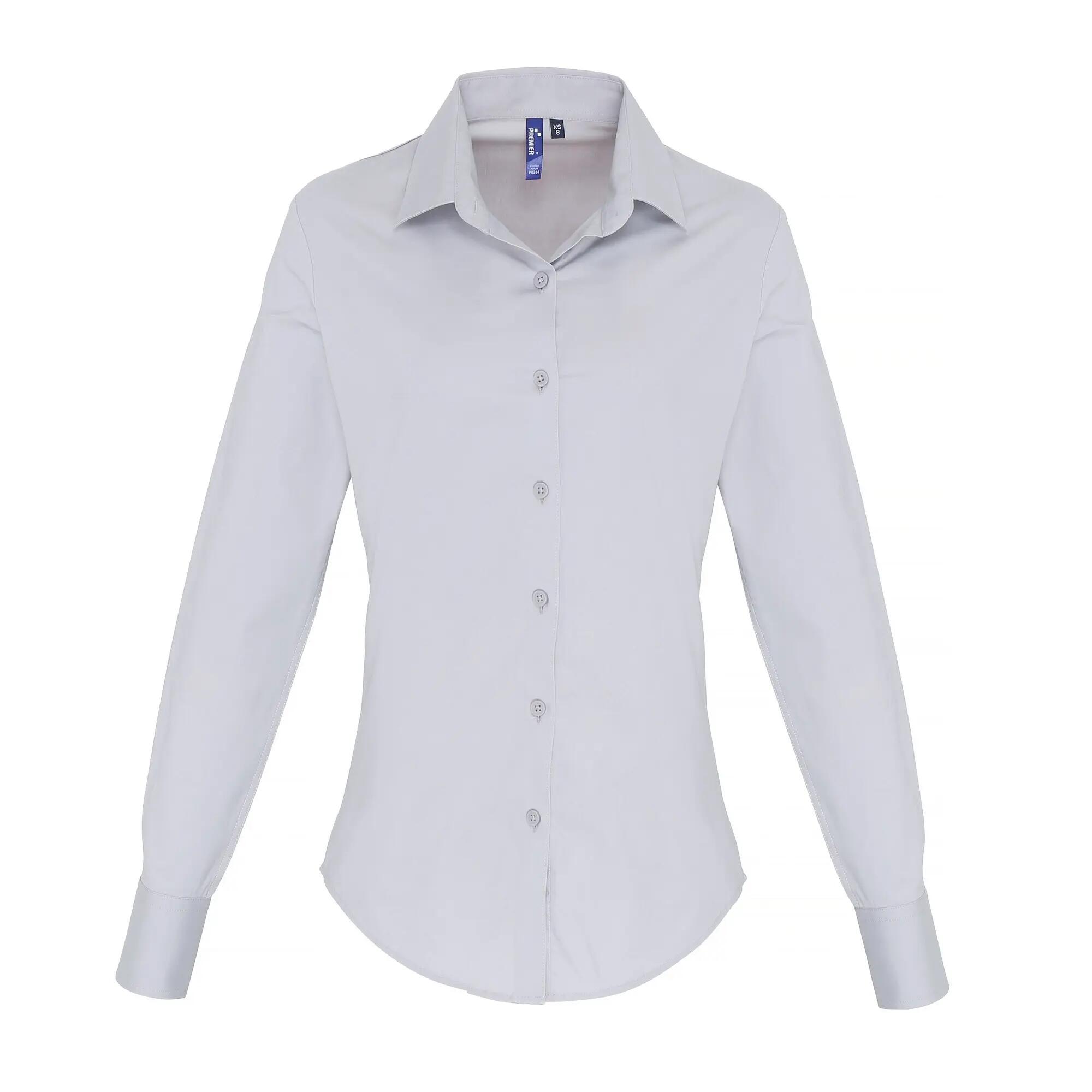 Premier Womens/Ladies Stretch Fit Poplin Long Sleeve Blouse