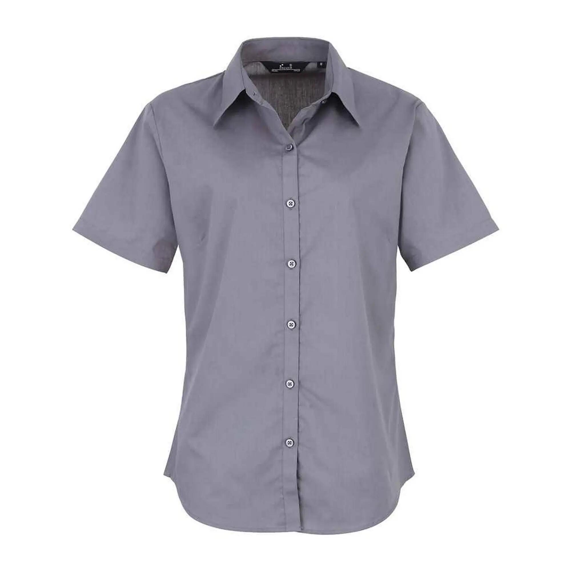 Premier Womens/Ladies Poplin Short-Sleeved Blouse