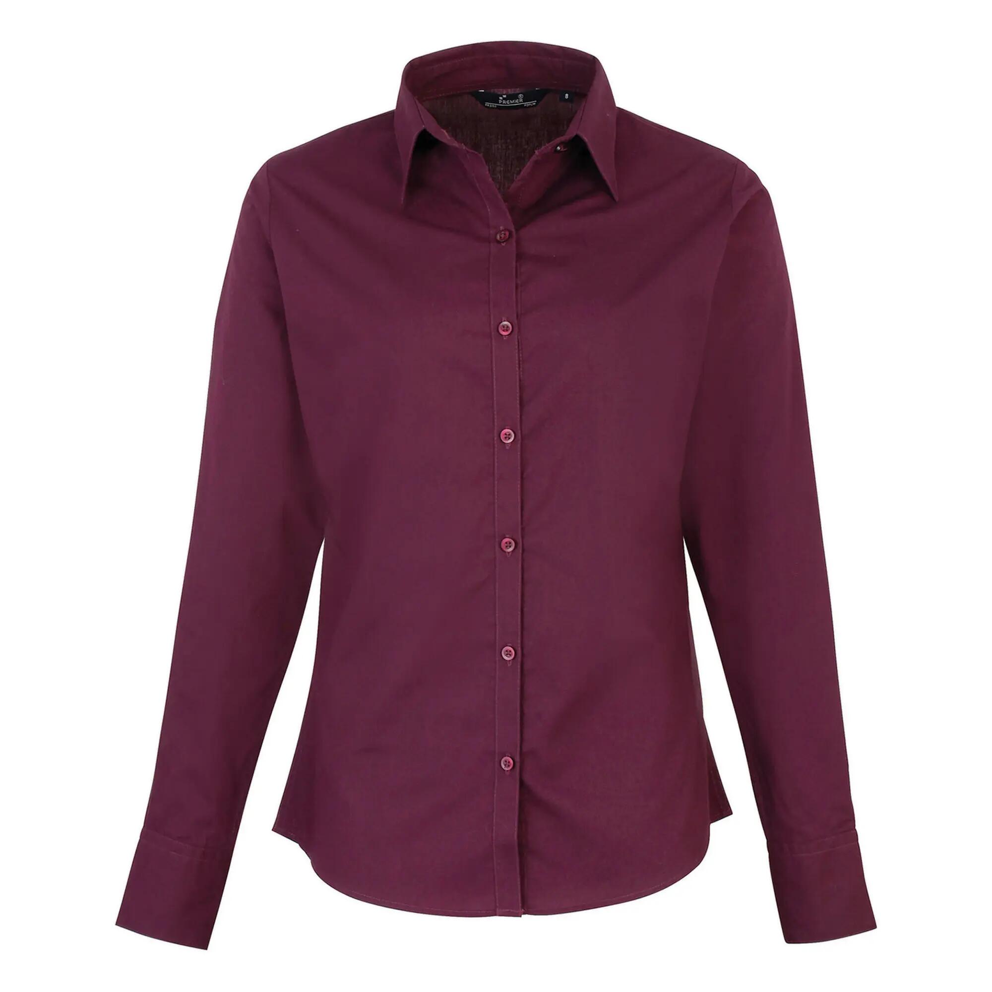 Premier Womens/Ladies Poplin Long-Sleeved Blouse