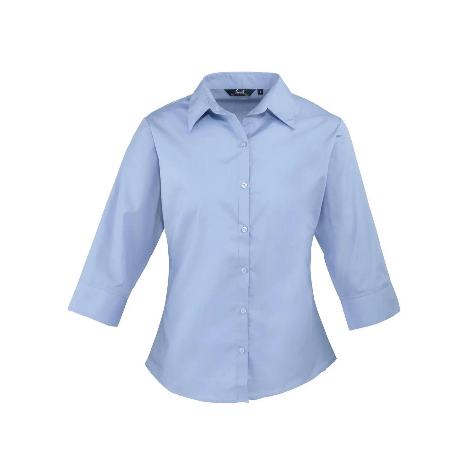 Premier Womens/Ladies Poplin 3/4 Sleeve Shirt