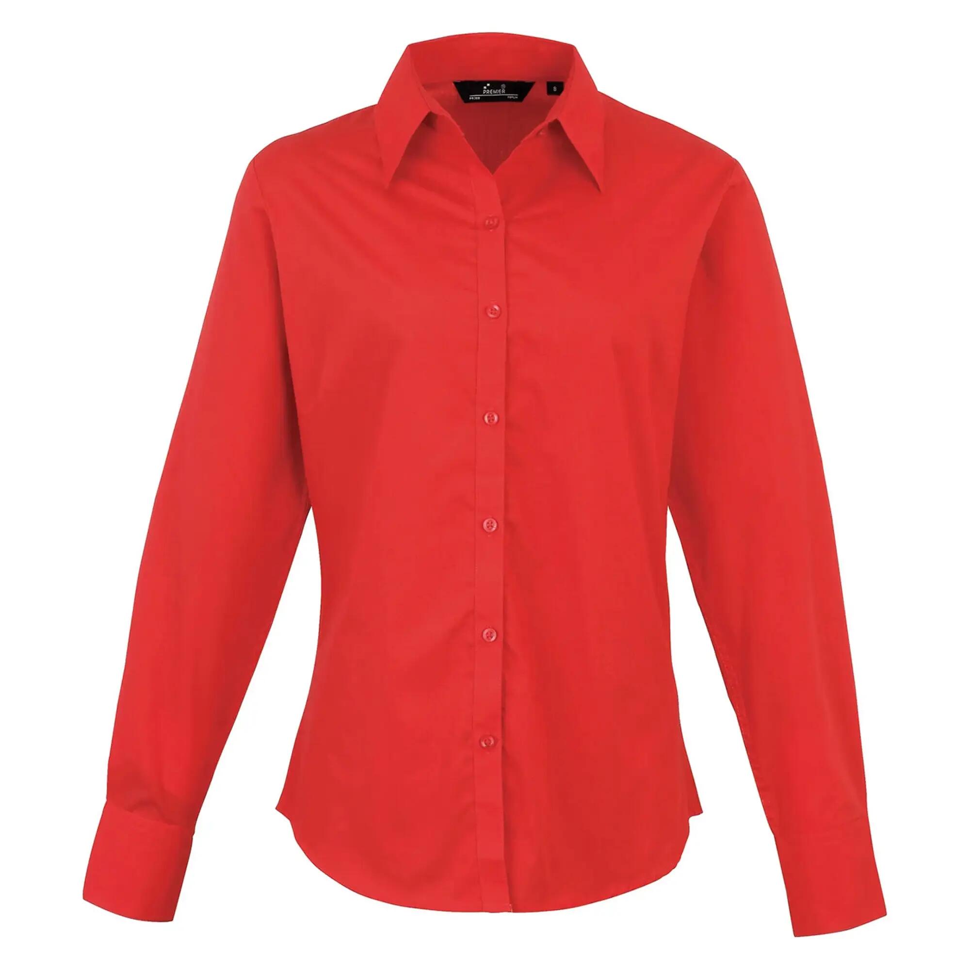 Premier Womens/Ladies Poplin Long-Sleeved Blouse