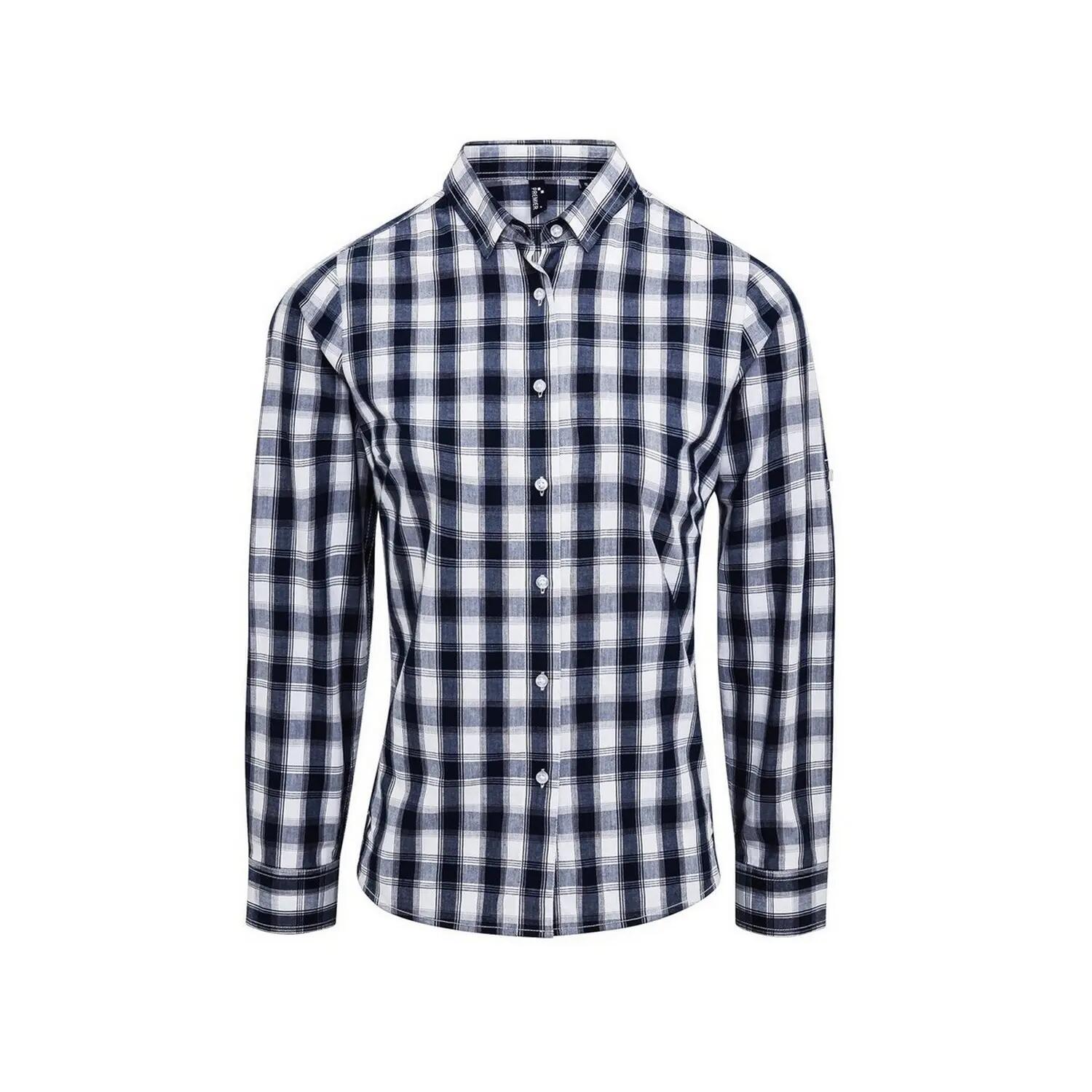 Premier Womens/Ladies Mulligan Checked Long-Sleeved Shirt