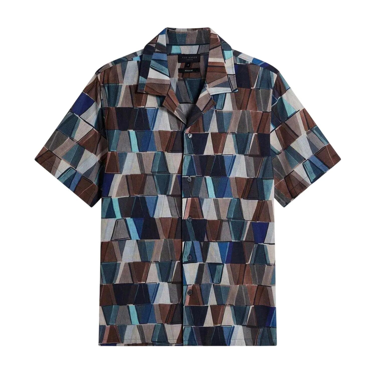 Ted Baker Mens Geometric Linen Regular Shirt