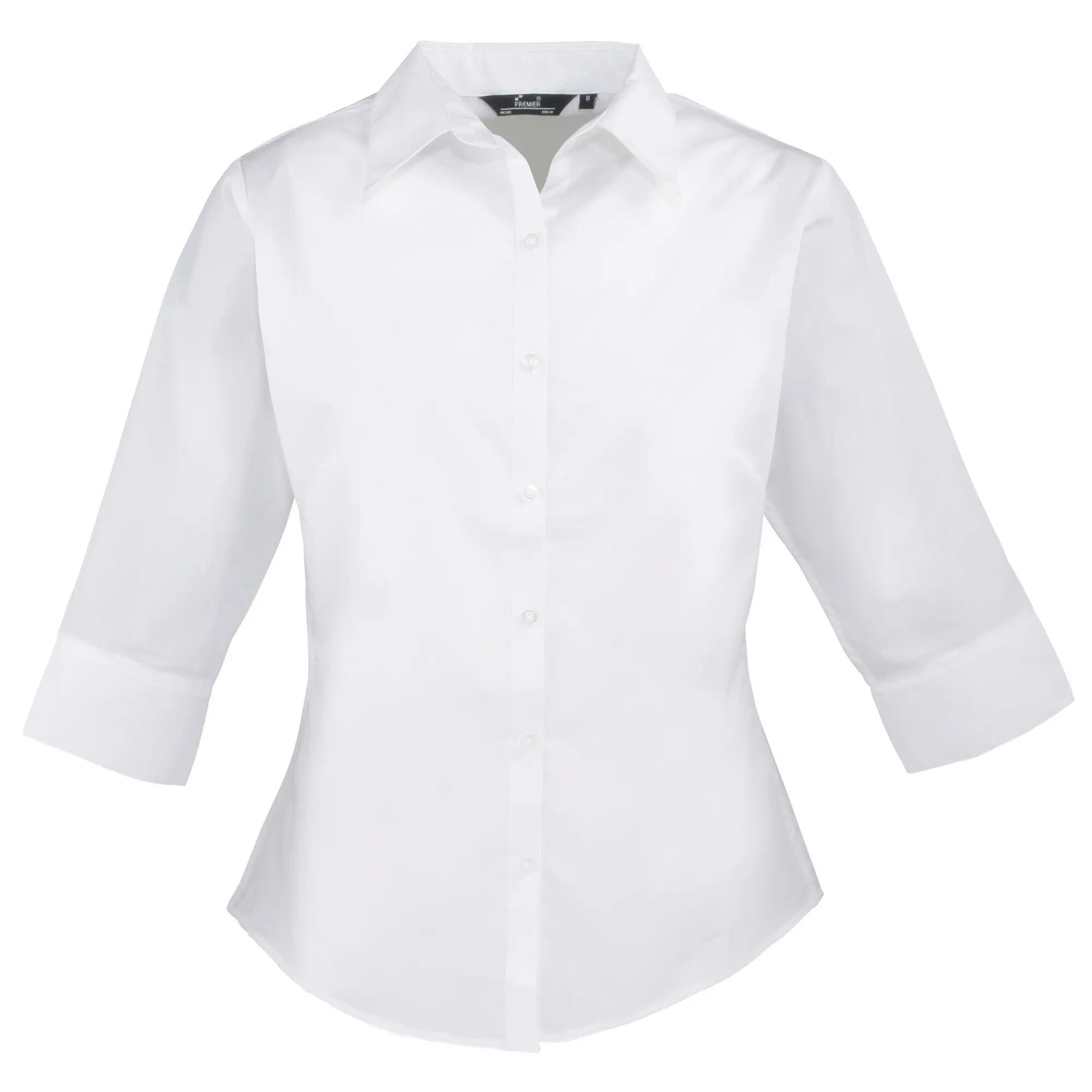 Premier Womens/Ladies Poplin 3/4 Sleeve Blouse