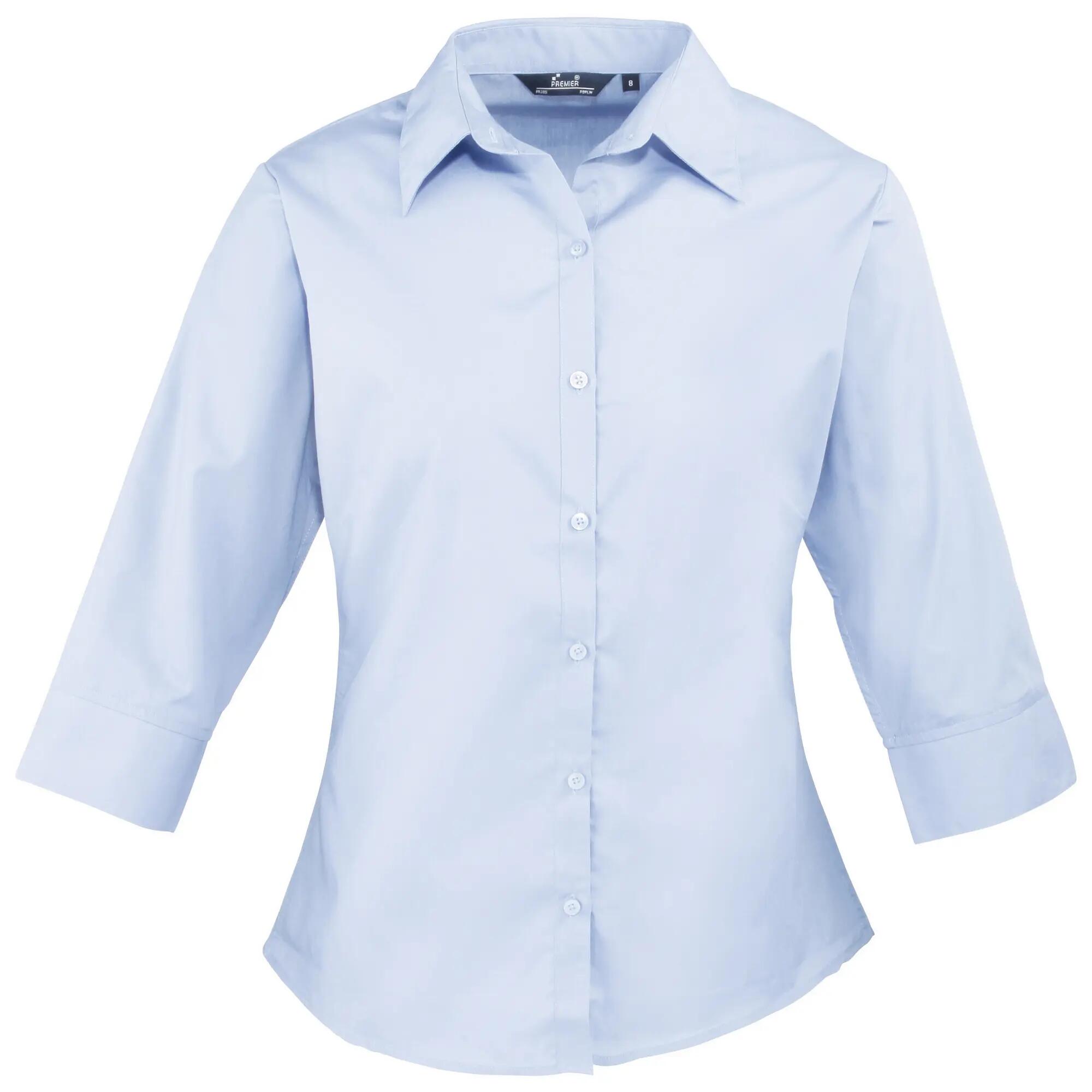 Premier Womens/Ladies Poplin 3/4 Sleeve Blouse
