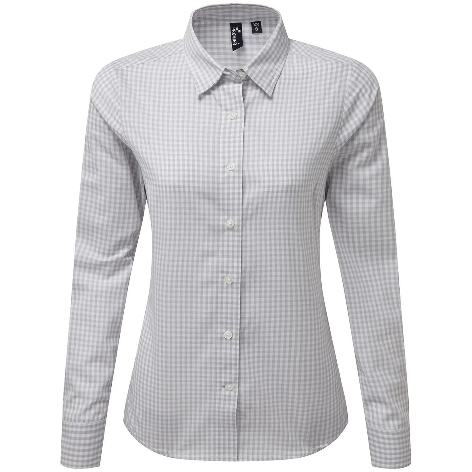 Premier Womens/Ladies Maxton Gingham Long-Sleeved Shirt