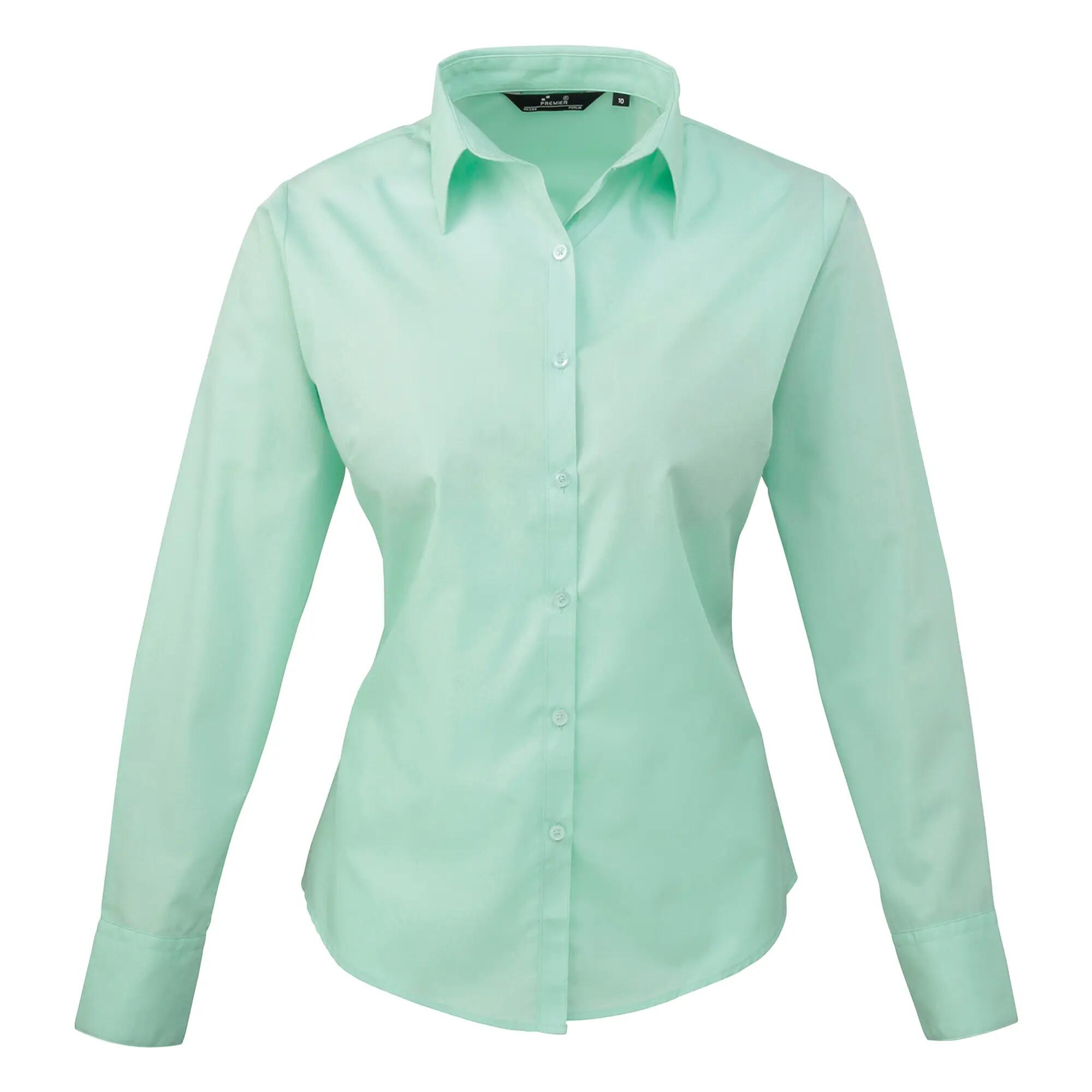 Premier Womens/Ladies Poplin Long-Sleeved Blouse