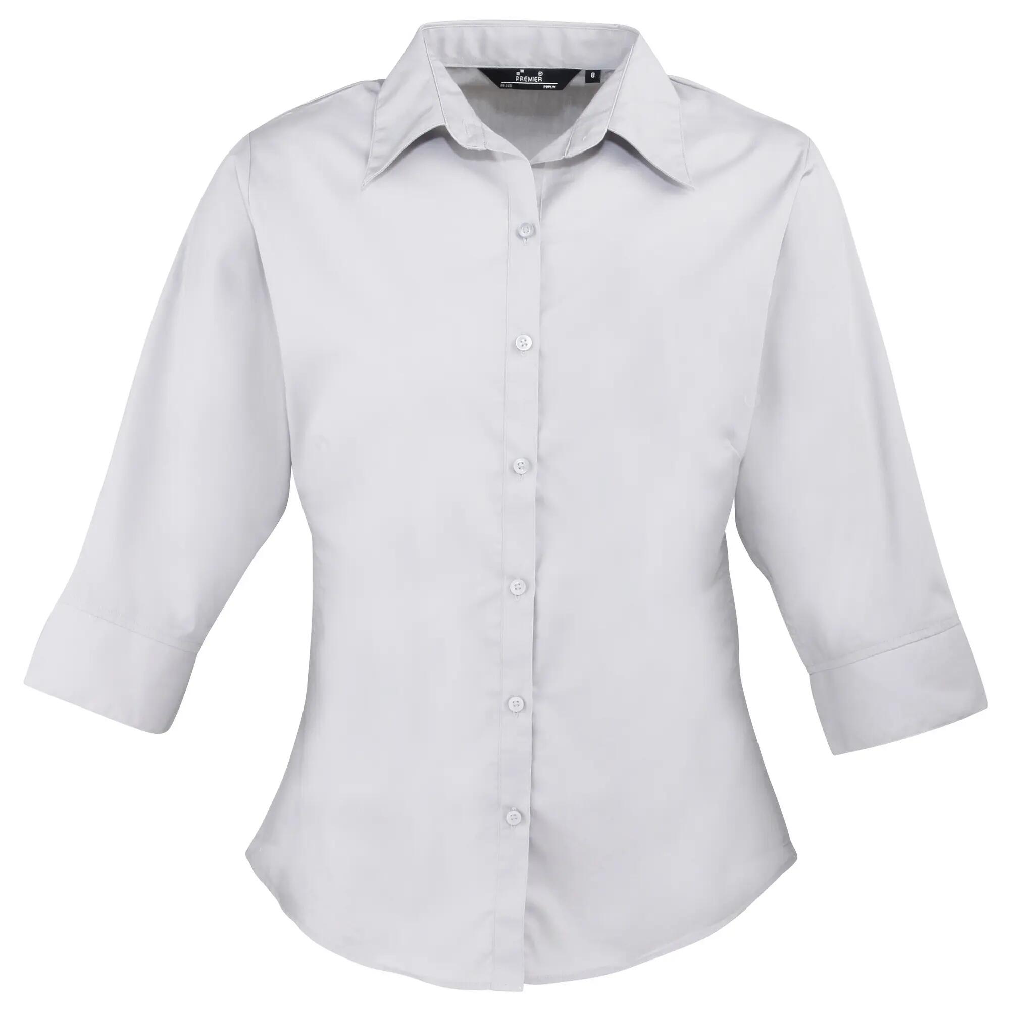 Premier Womens/Ladies Poplin 3/4 Sleeve Blouse