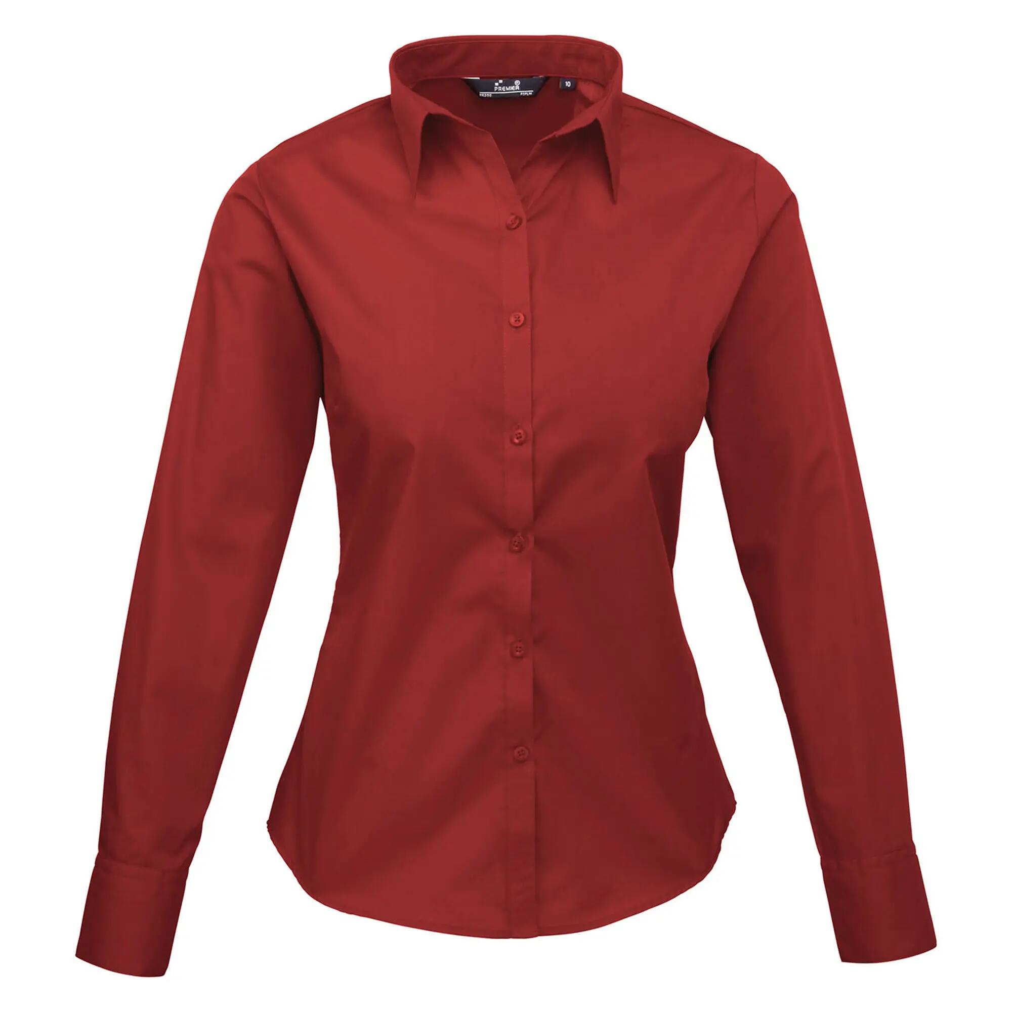 Premier Womens/Ladies Poplin Long-Sleeved Blouse