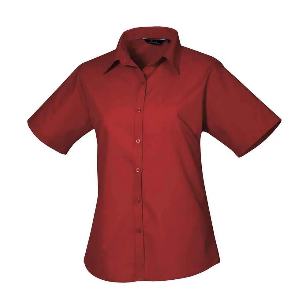 Premier Womens/Ladies Poplin Short-Sleeved Blouse