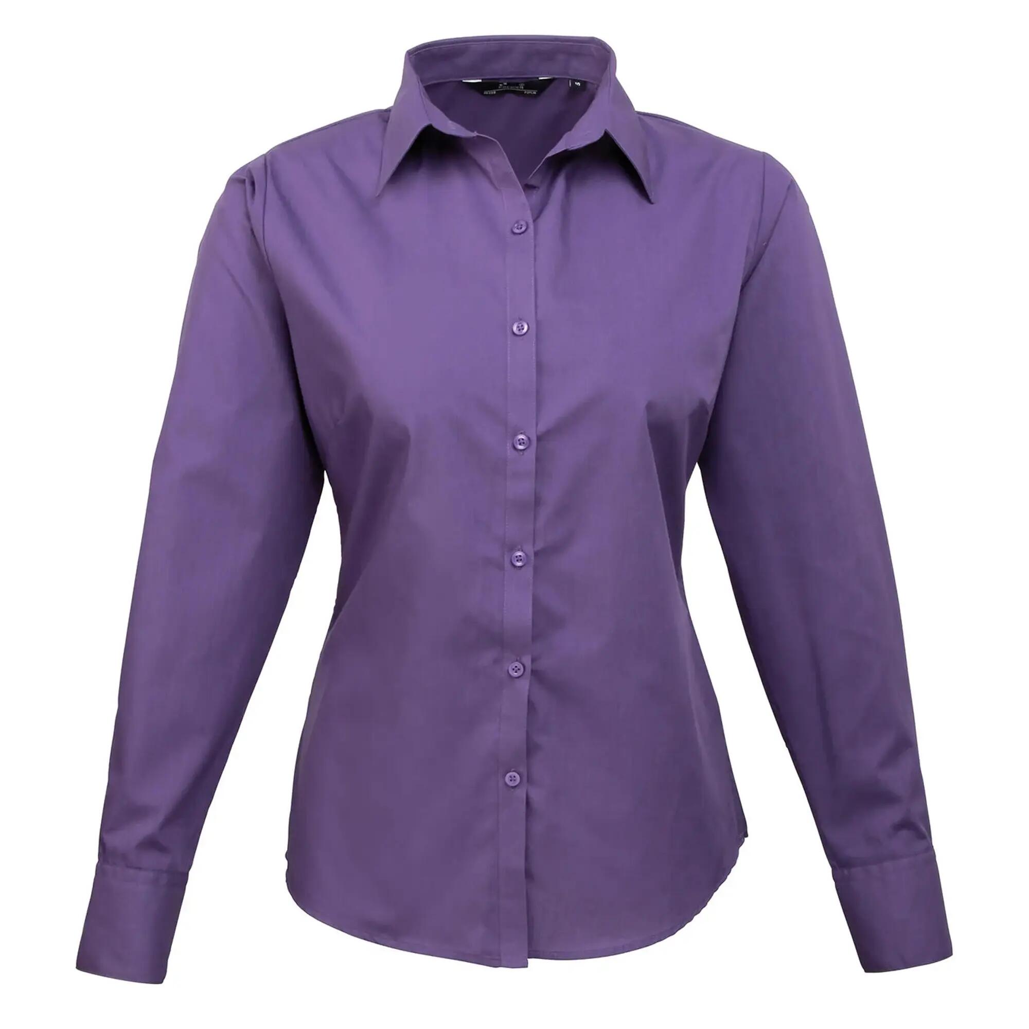 Premier Womens/Ladies Poplin Long-Sleeved Blouse
