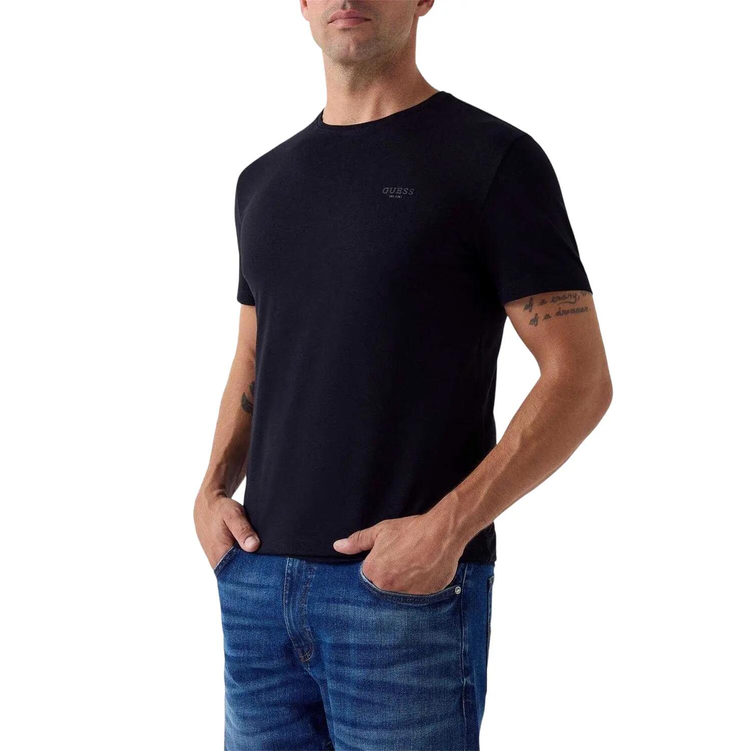 Guess Mens Embroidered Logo Slim T-Shirt