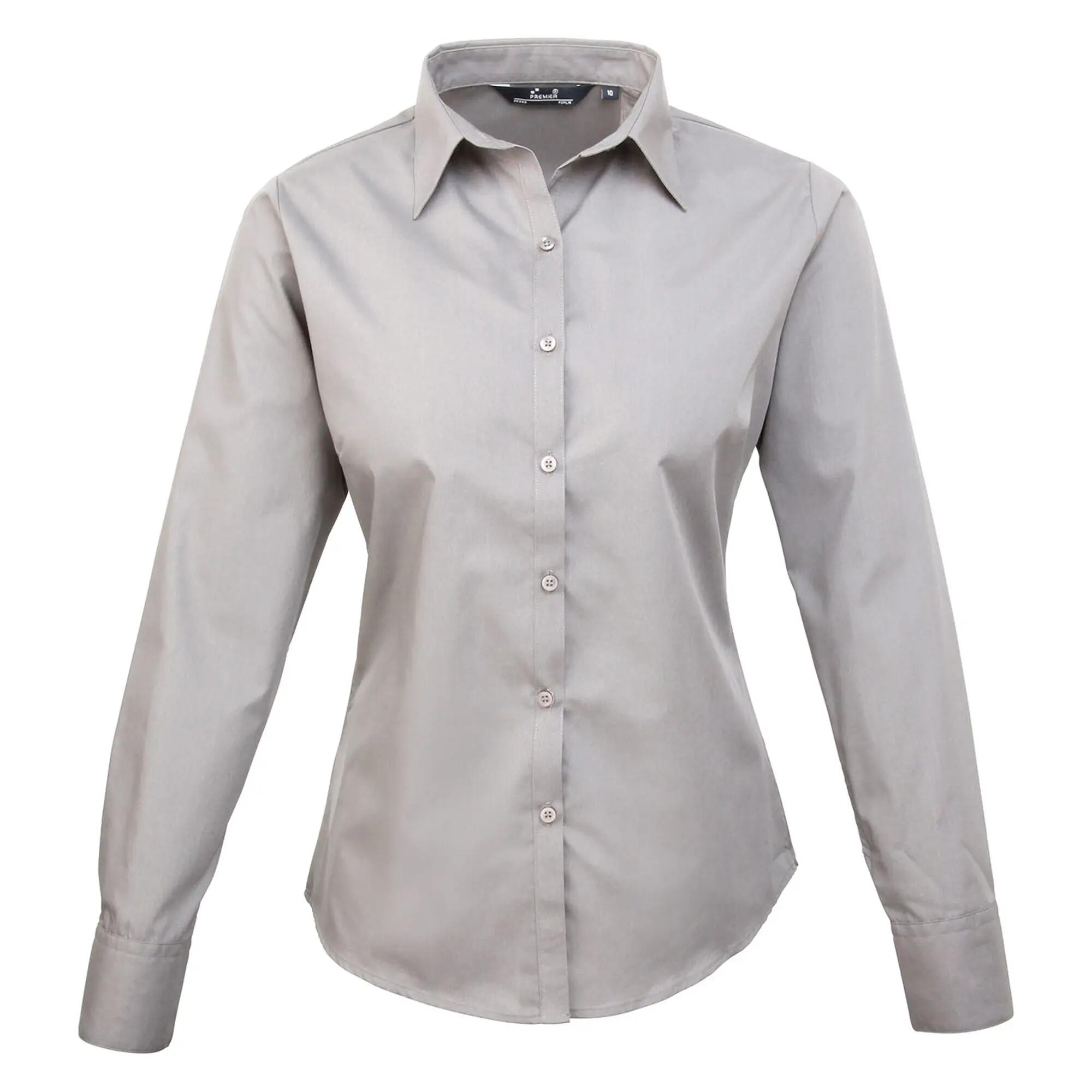 Premier Womens/Ladies Poplin Long-Sleeved Blouse
