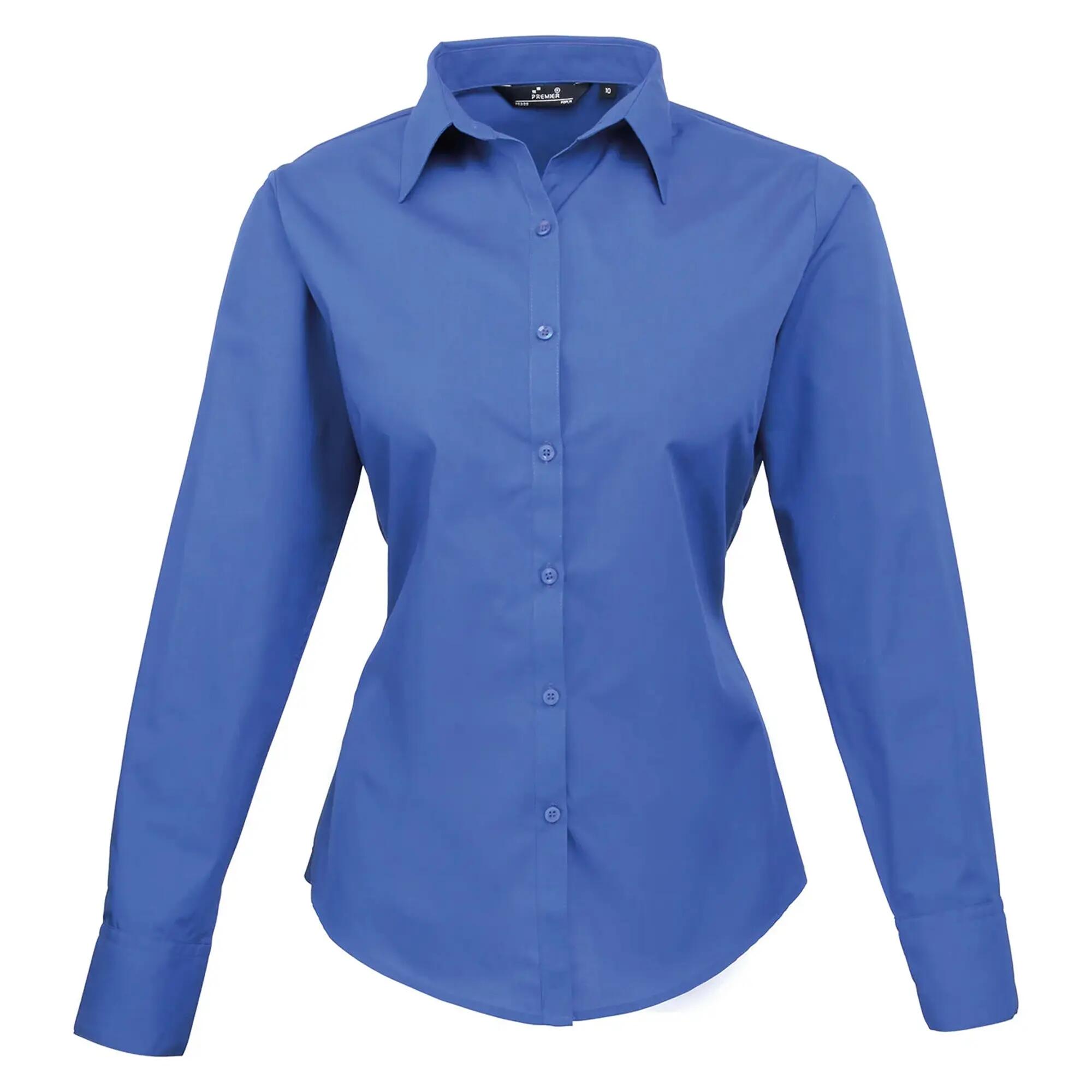Premier Womens/Ladies Poplin Long-Sleeved Blouse