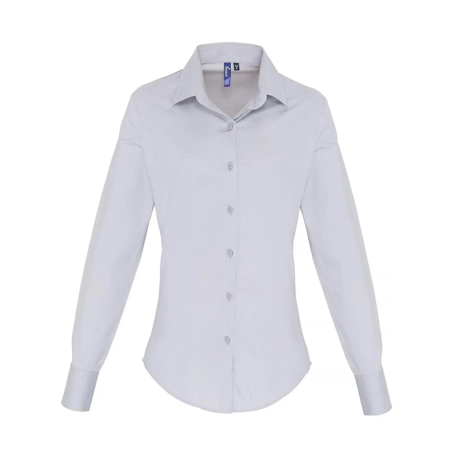 Premier Womens/Ladies Poplin Stretch Long-Sleeved Shirt