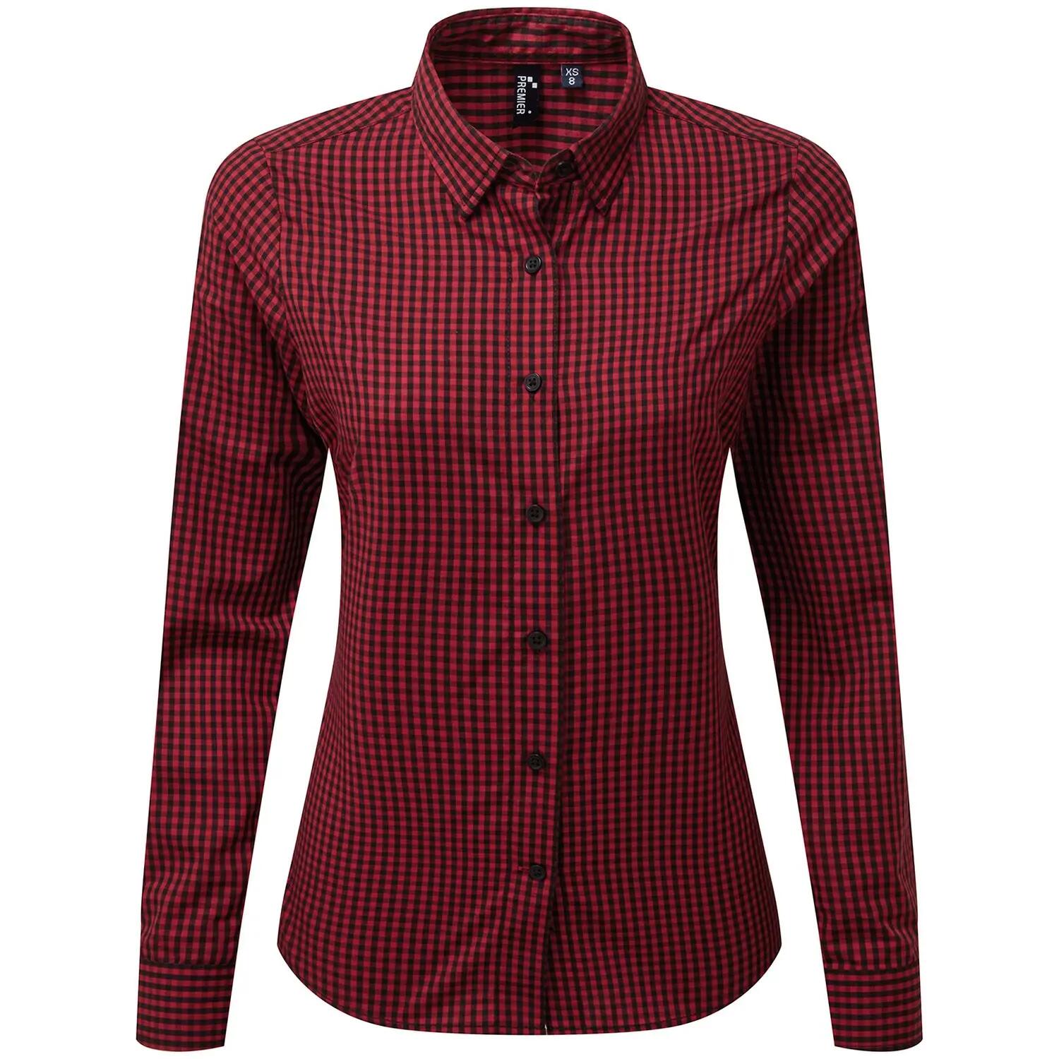 Premier Womens/Ladies Maxton Gingham Long-Sleeved Shirt