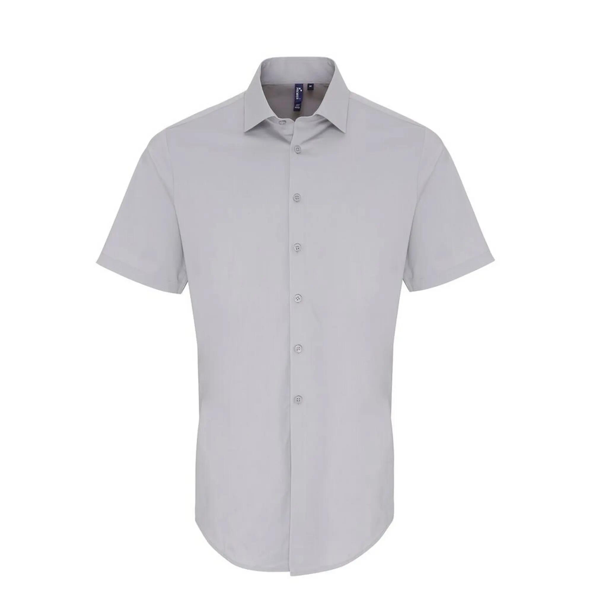Premier Mens Stretch Fit Poplin Short Sleeve Shirt
