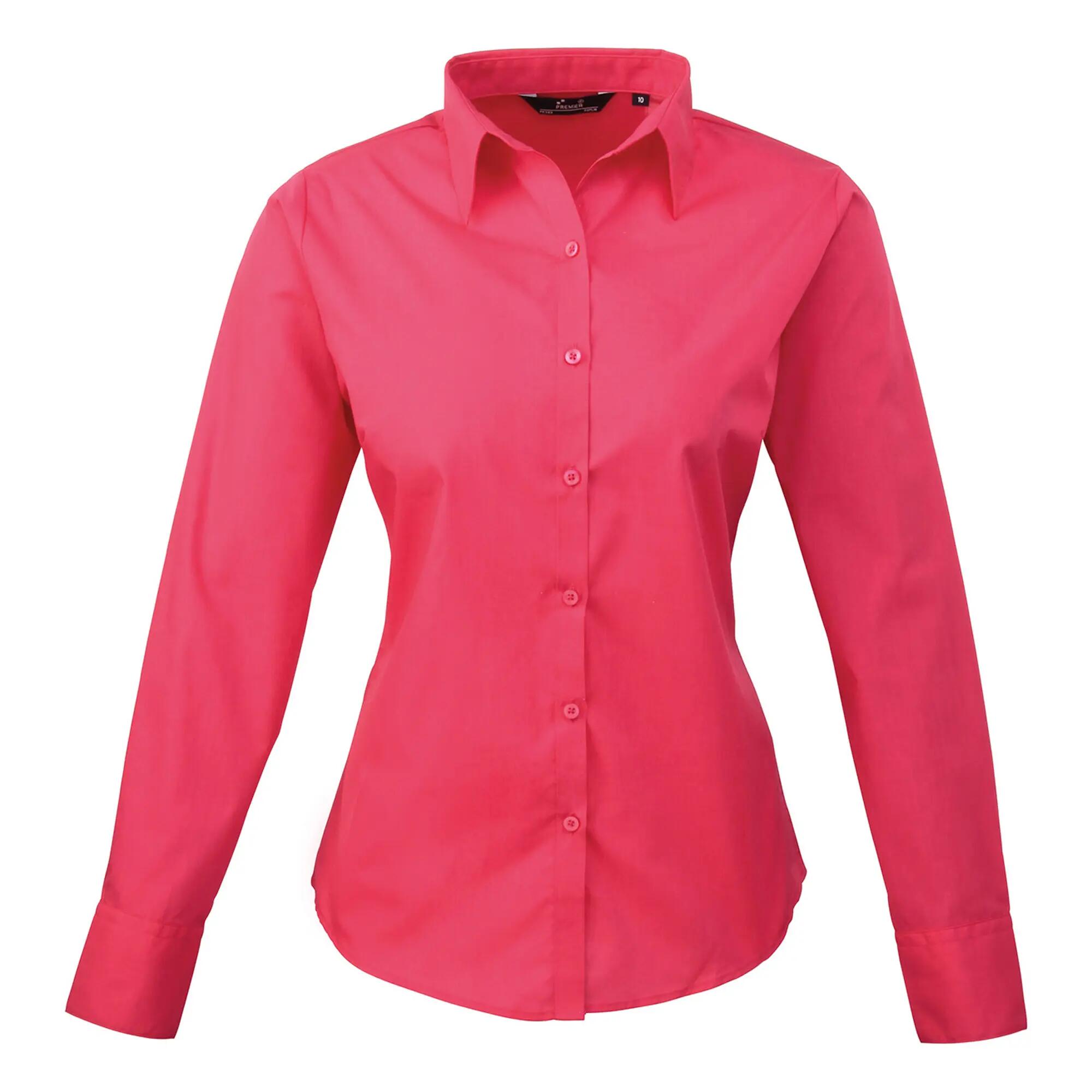 Premier Womens/Ladies Poplin Long-Sleeved Blouse