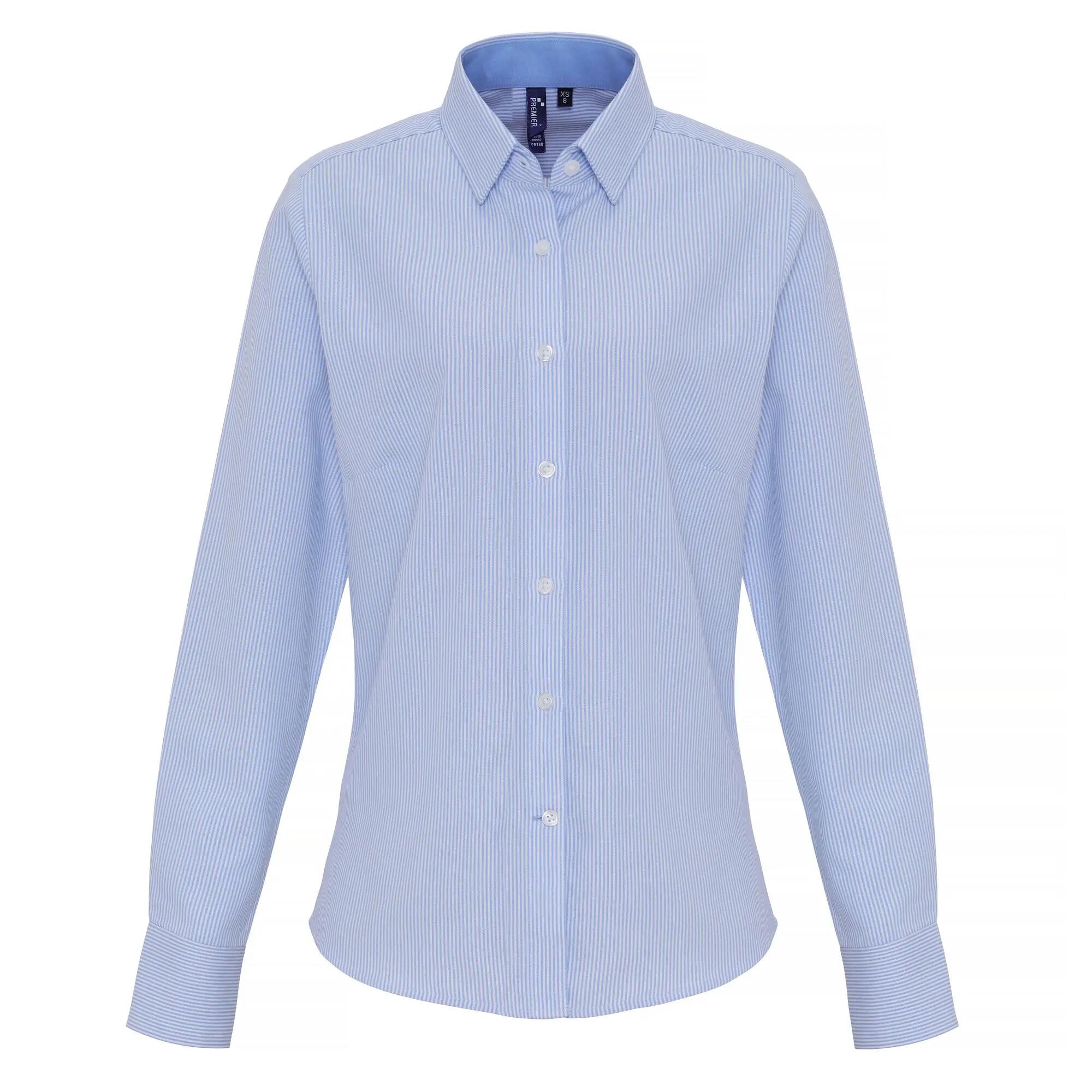 Premier Womens/Ladies Cotton Rich Oxford Stripe Blouse
