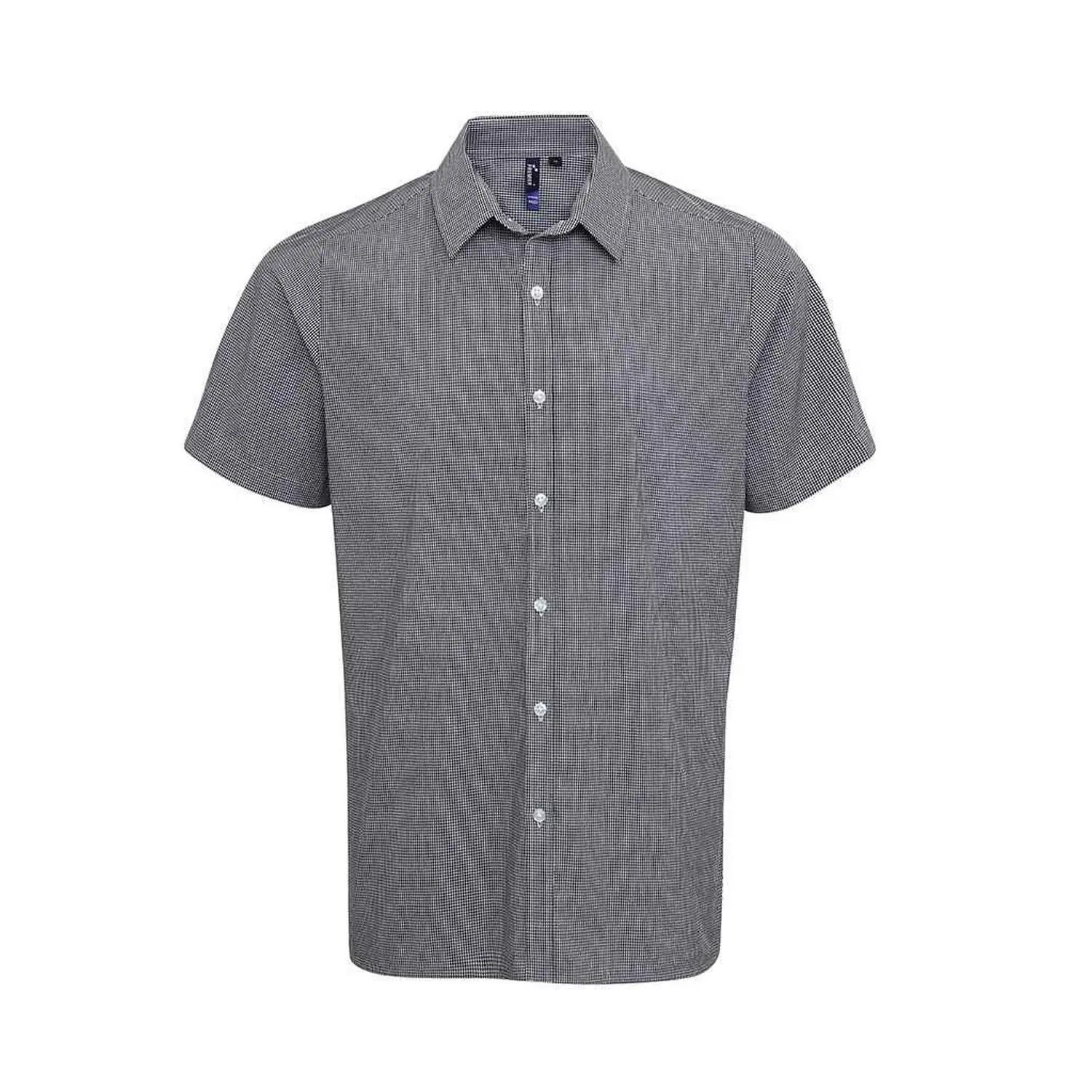 Premier Mens Gingham Cotton Short-Sleeved Shirt
