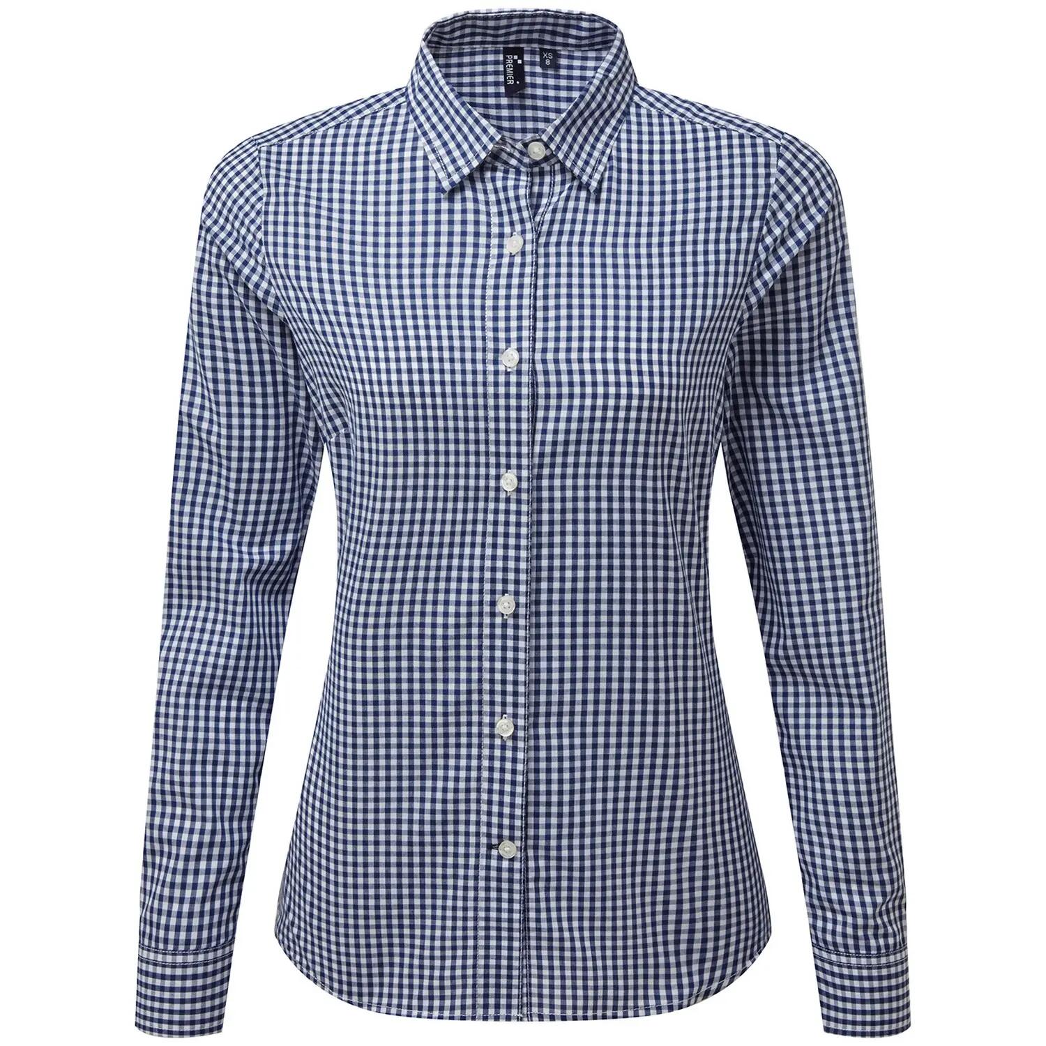 Premier Womens/Ladies Maxton Gingham Long-Sleeved Shirt