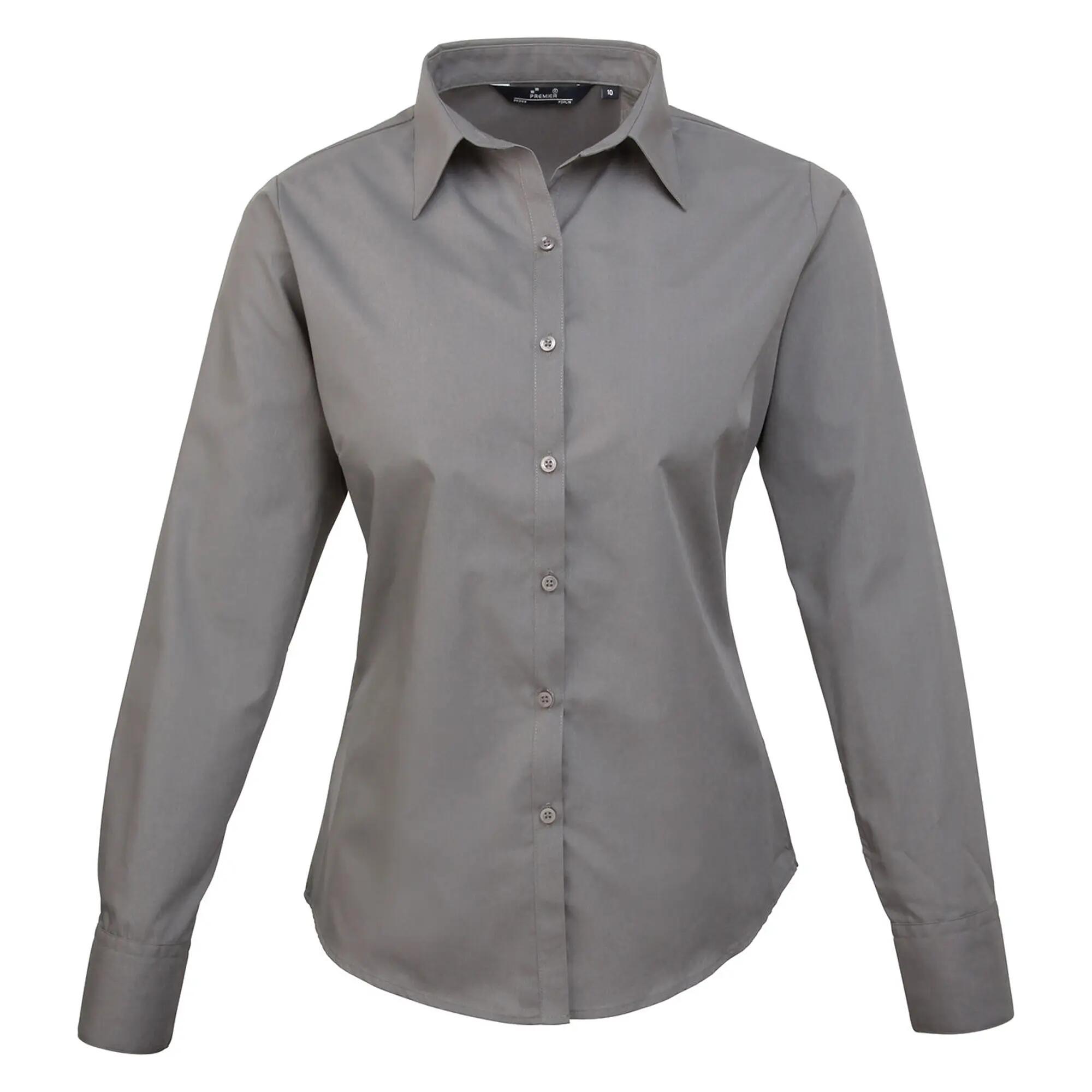 Premier Womens/Ladies Poplin Long-Sleeved Blouse