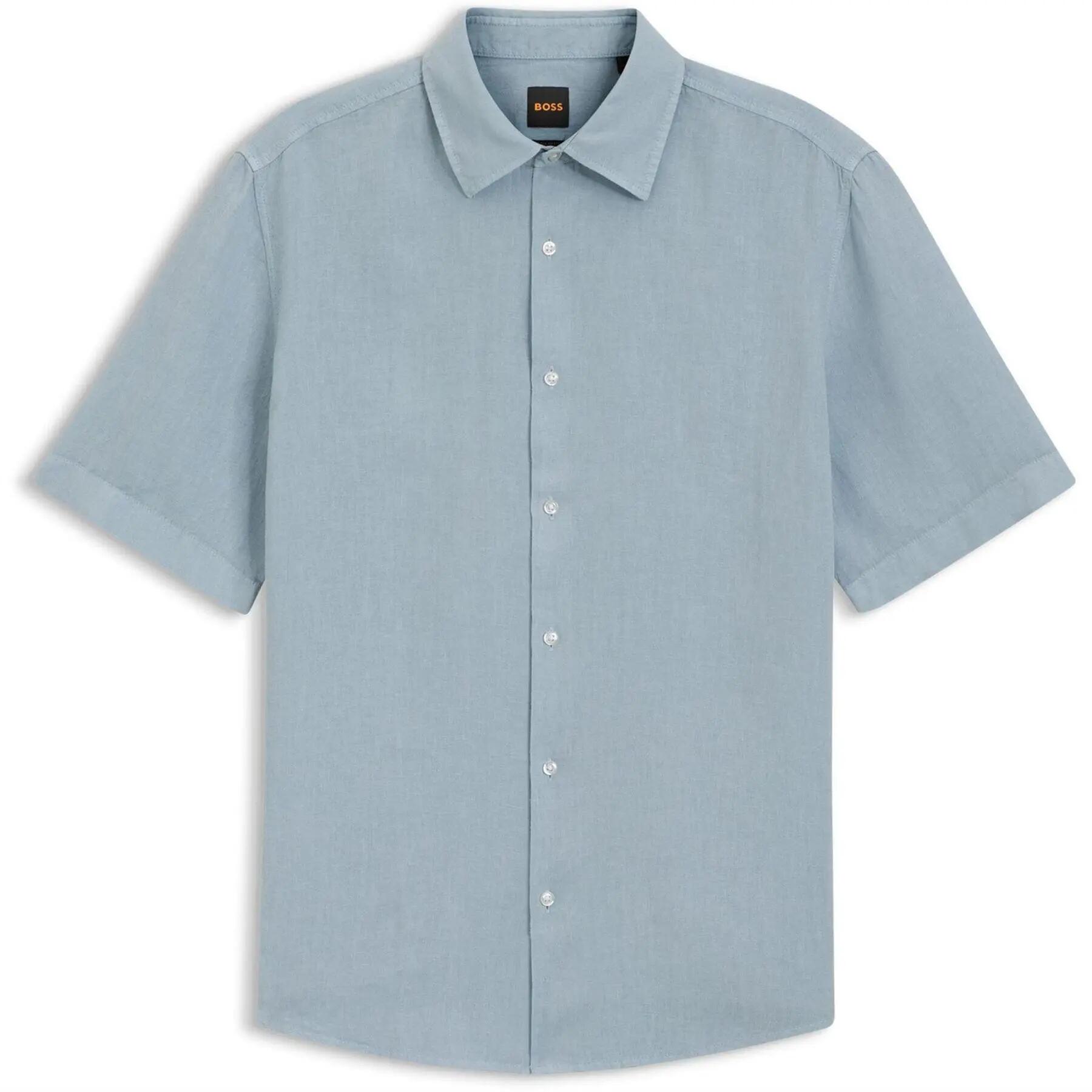 Boss Mens Linen Short-Sleeved Shirt