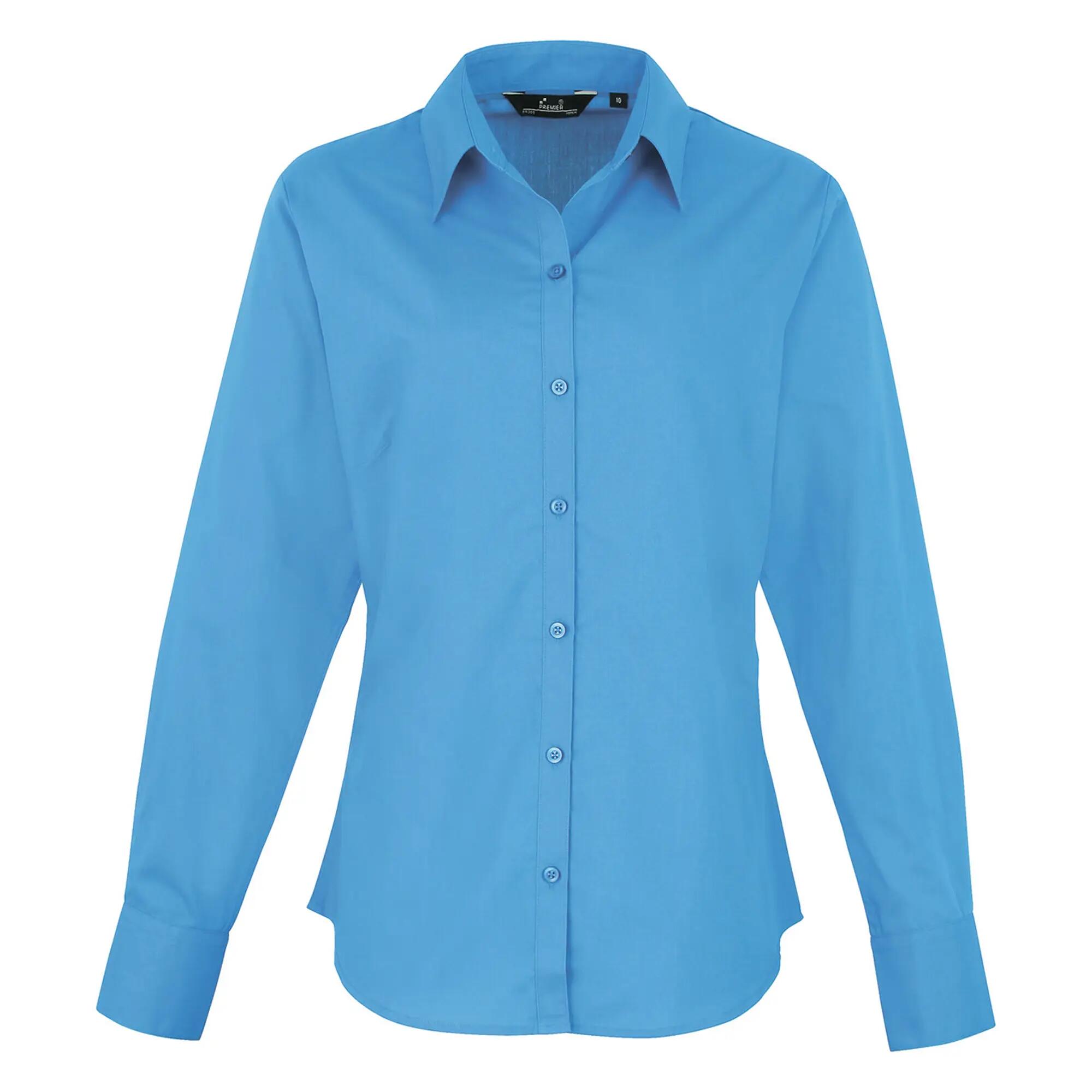 Premier Womens/Ladies Poplin Long-Sleeved Blouse