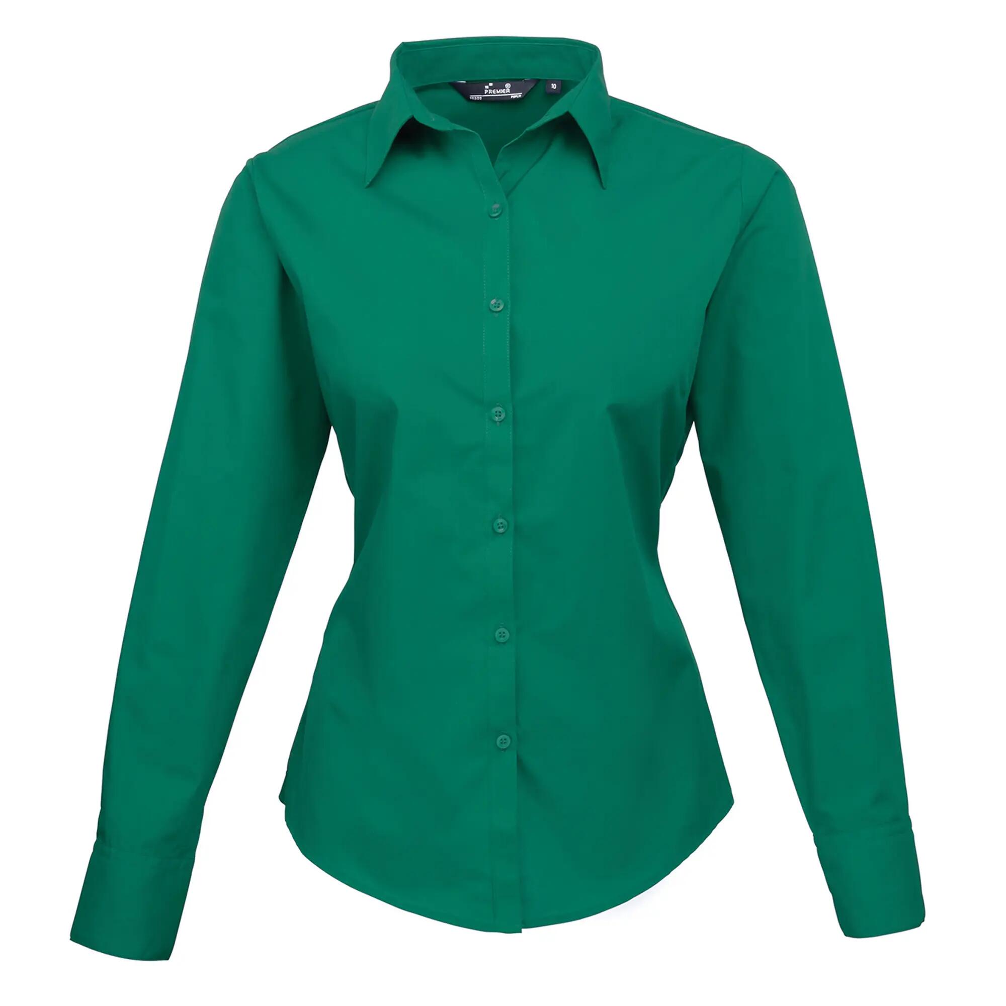Premier Womens/Ladies Poplin Long-Sleeved Blouse