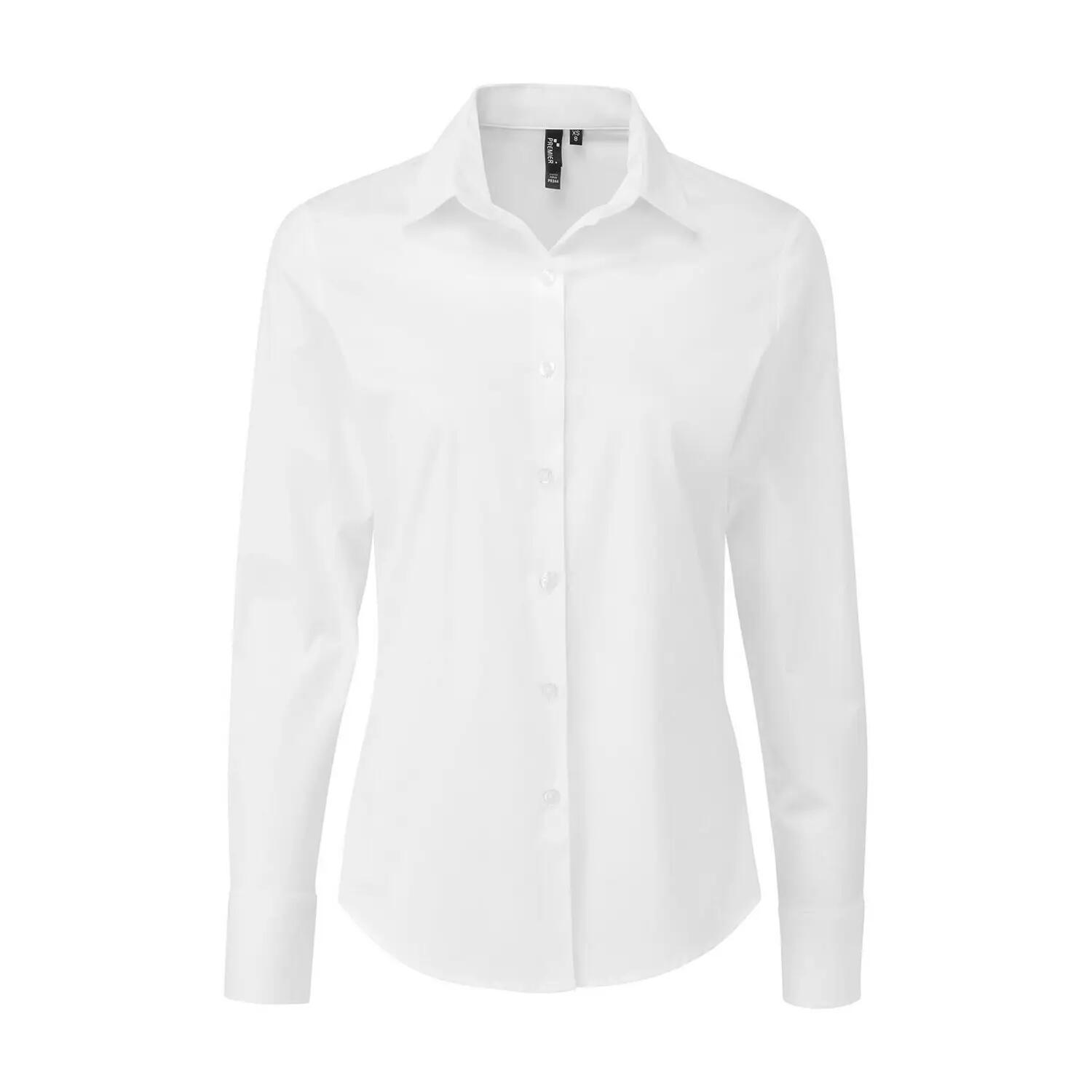 Premier Womens/Ladies Poplin Stretch Long-Sleeved Shirt