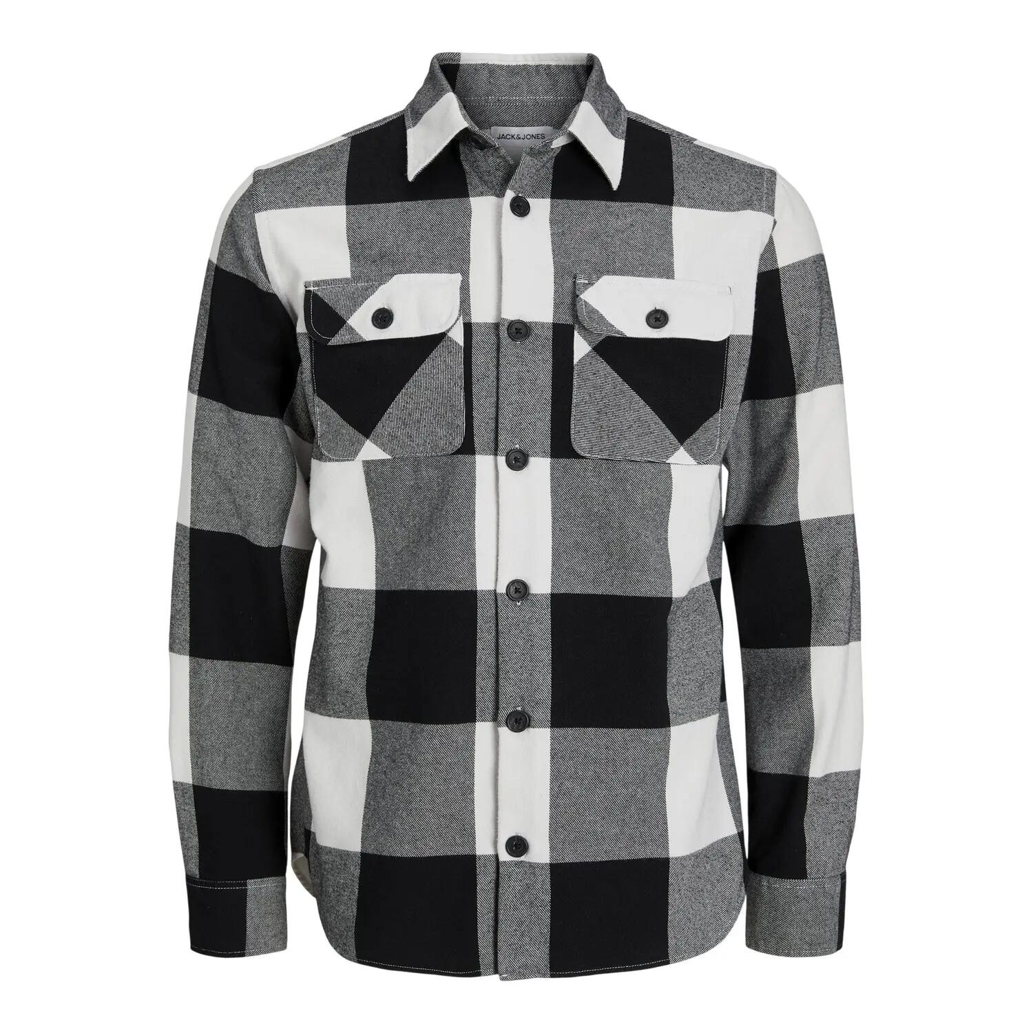 Jack And Jones Mens Buffalo Check Flannel Long-Sleeved Overshirt
