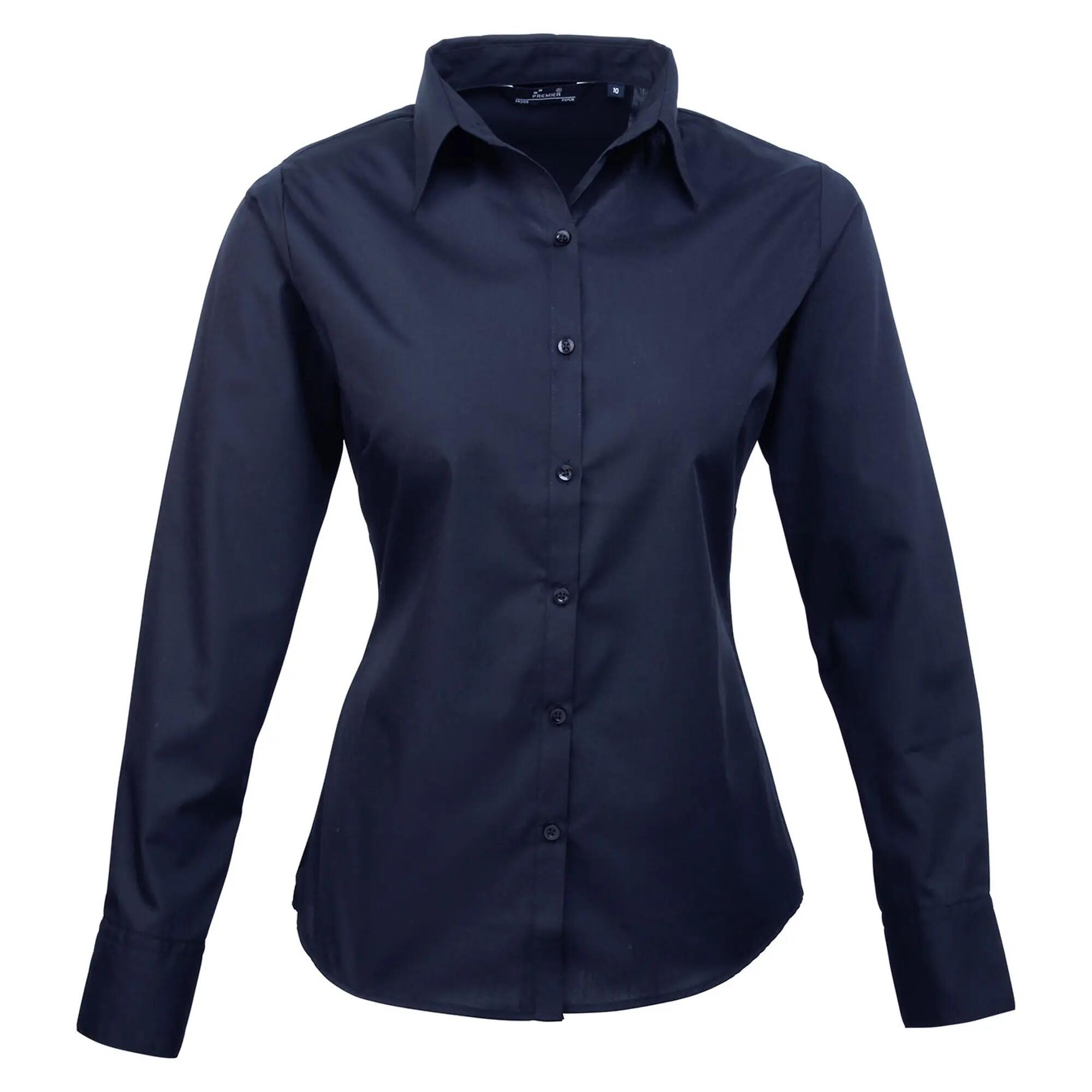 Premier Womens/Ladies Poplin Long-Sleeved Blouse