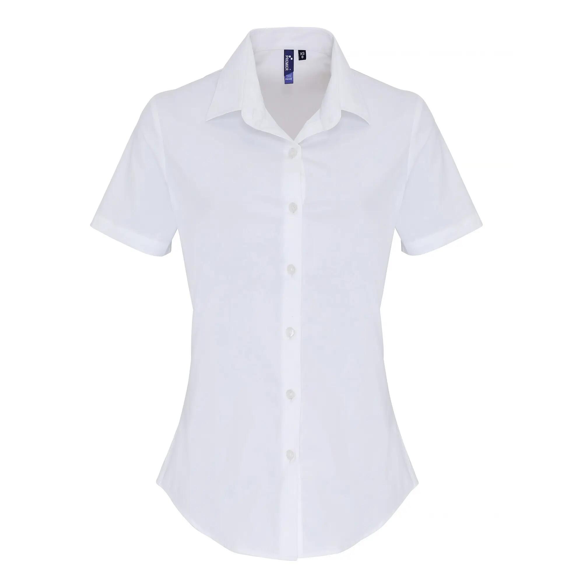 Premier Womens/Ladies Stretch Fit Poplin Short Sleeve Blouse