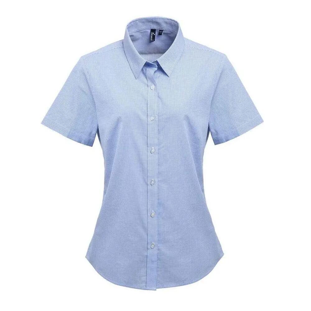 Premier Womens/Ladies Gingham Short-Sleeved Shirt
