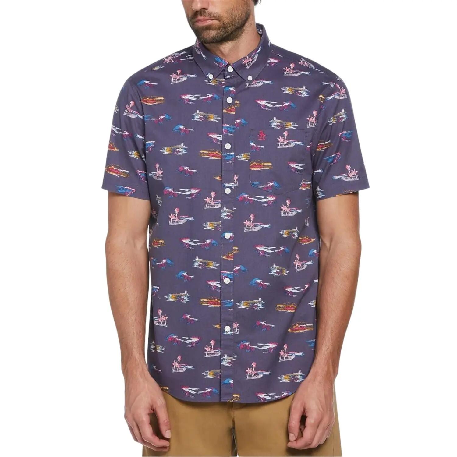 Original Penguin Mens All-Over Print Regular Shirt