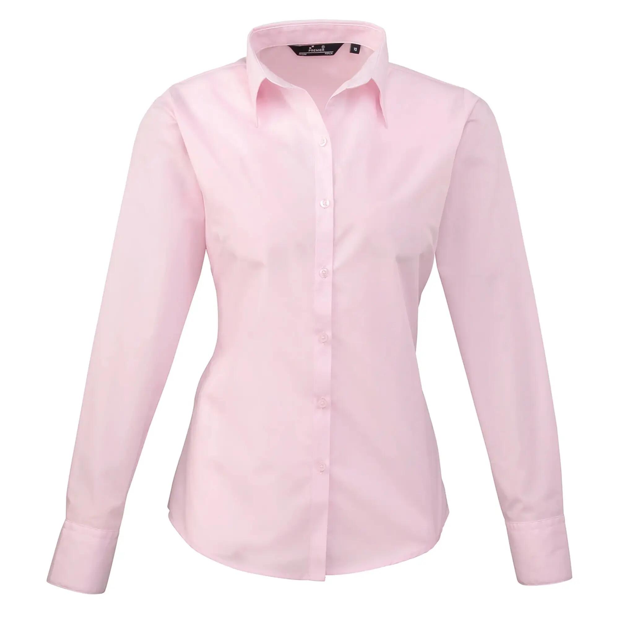 Premier Womens/Ladies Poplin Long-Sleeved Blouse