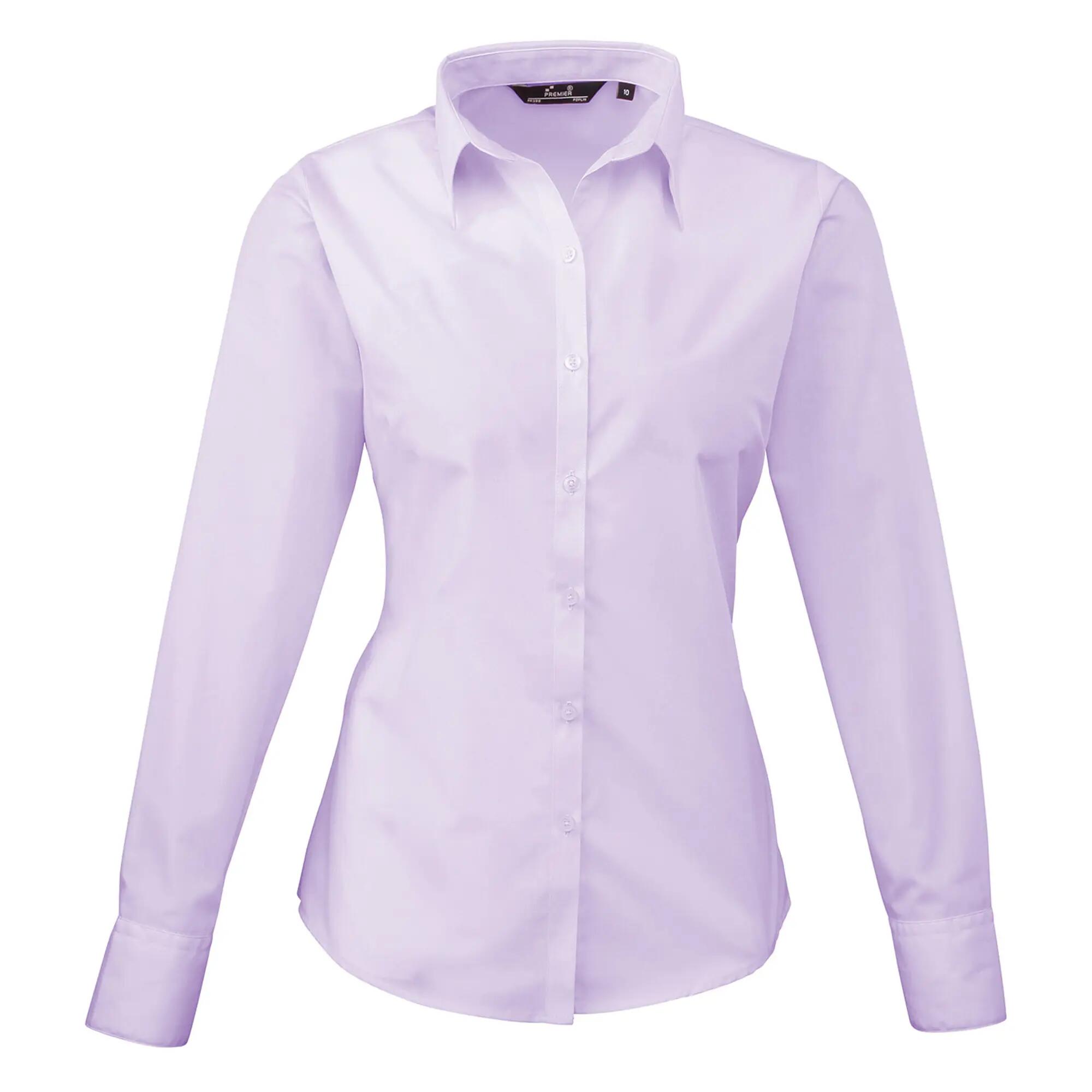 Premier Womens/Ladies Poplin Long-Sleeved Blouse