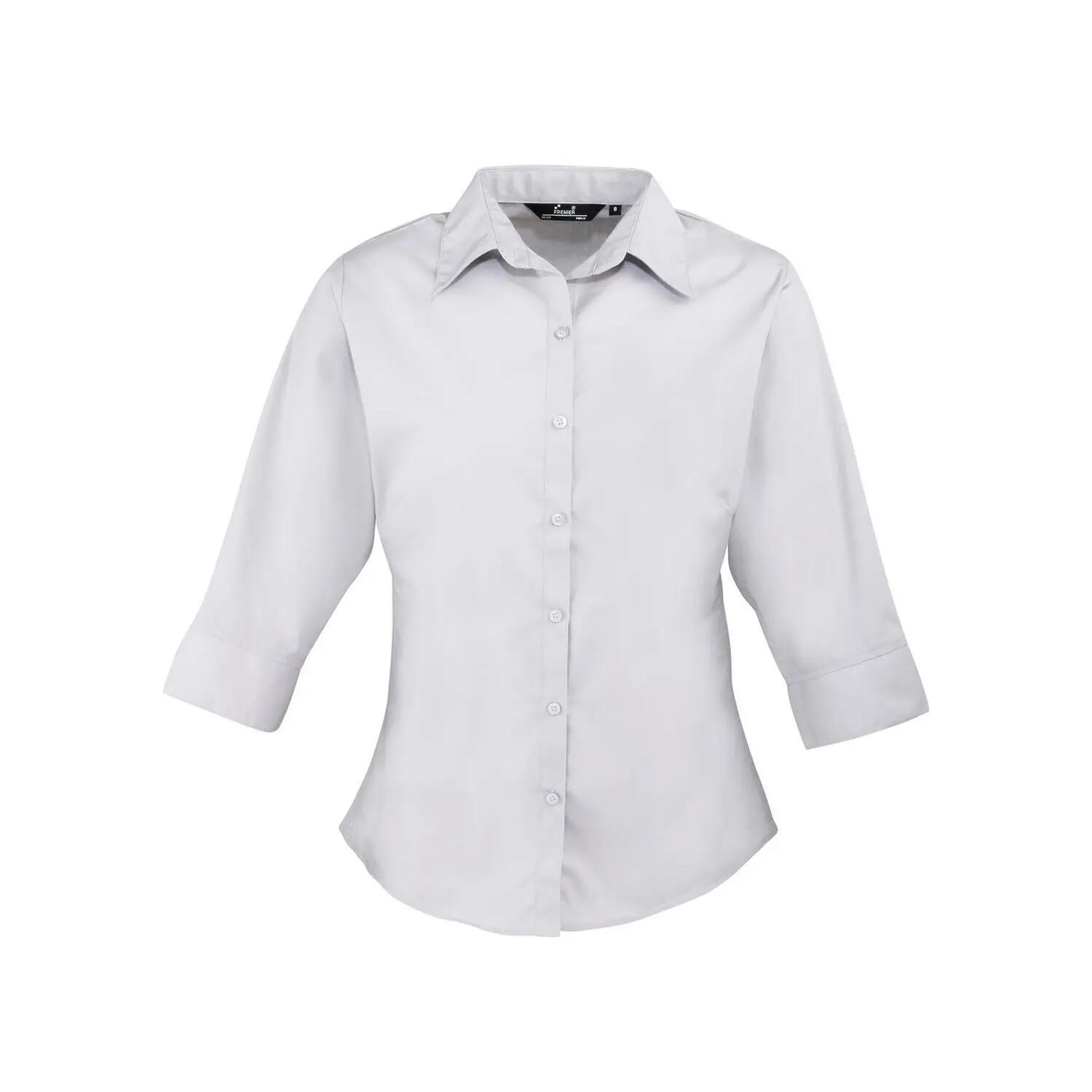Premier Womens/Ladies Poplin 3/4 Sleeve Shirt