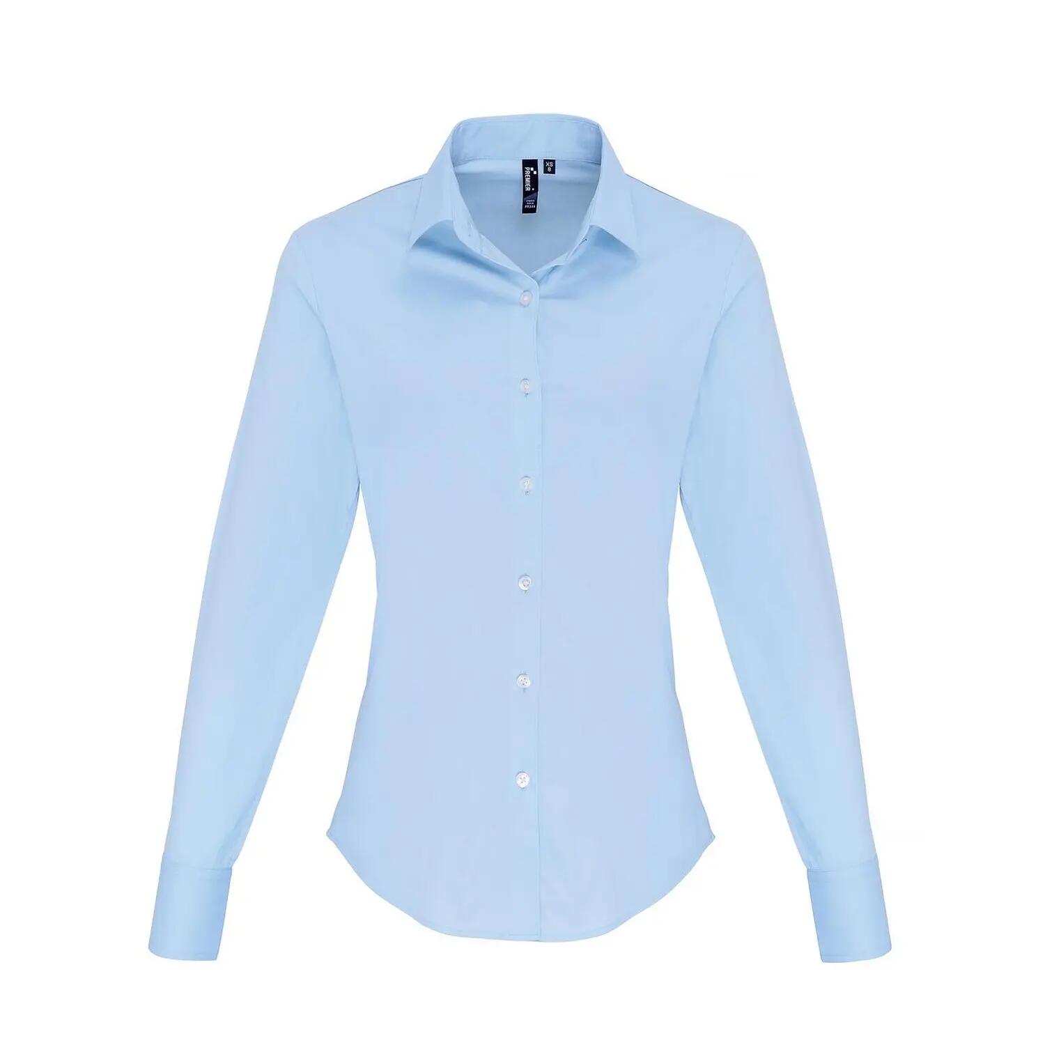 Premier Womens/Ladies Poplin Stretch Long-Sleeved Shirt