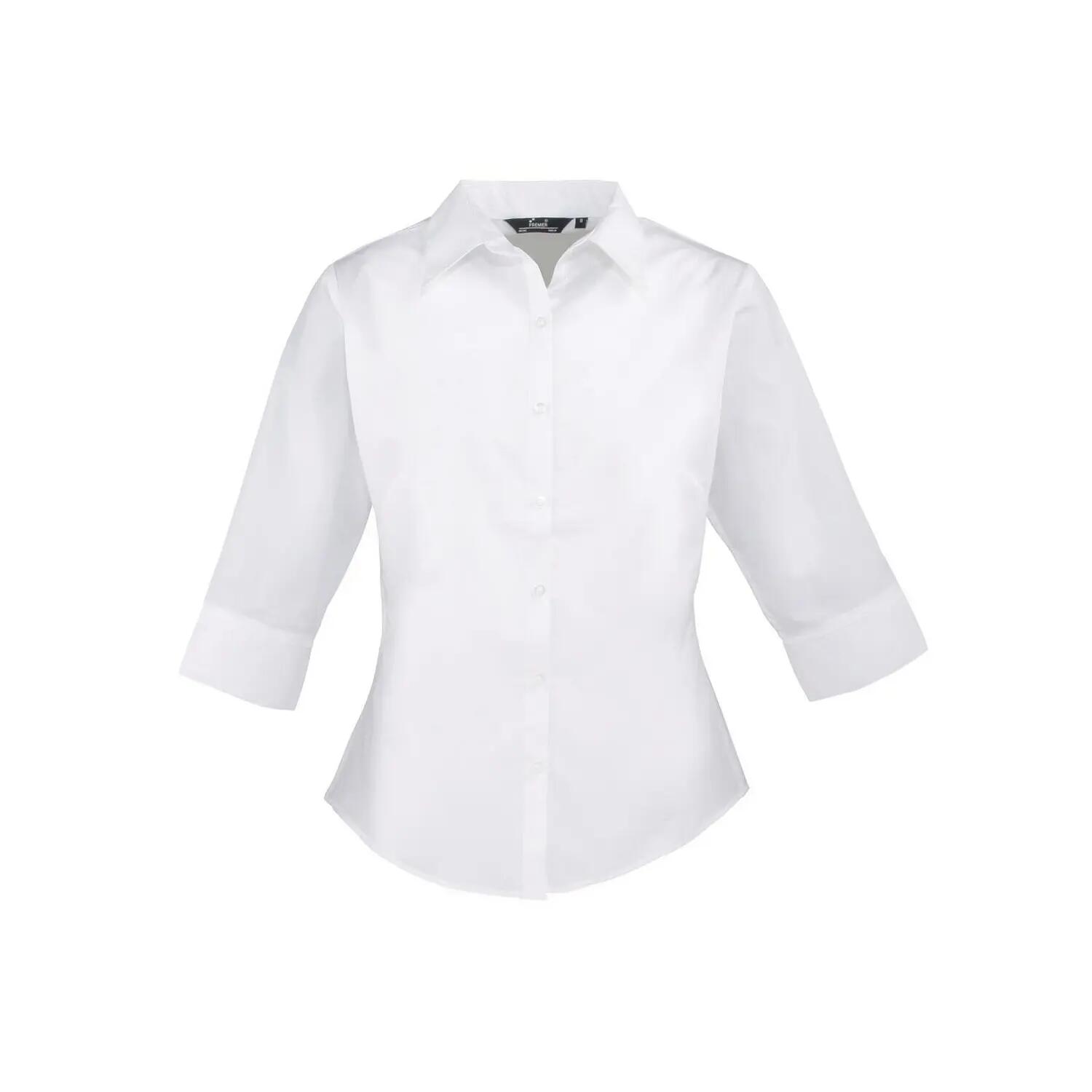 Premier Womens/Ladies Poplin 3/4 Sleeve Shirt