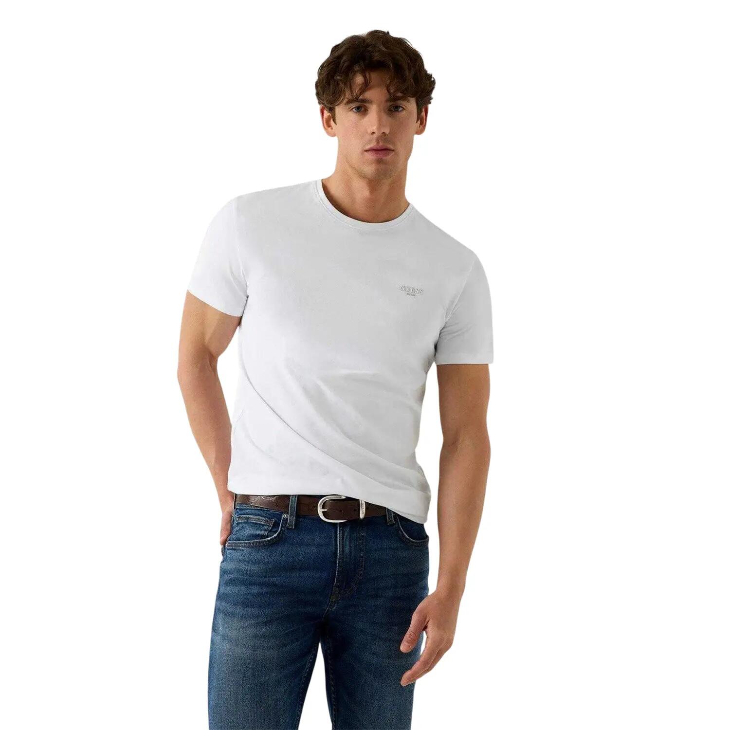 Guess Mens Embroidered Logo Slim T-Shirt