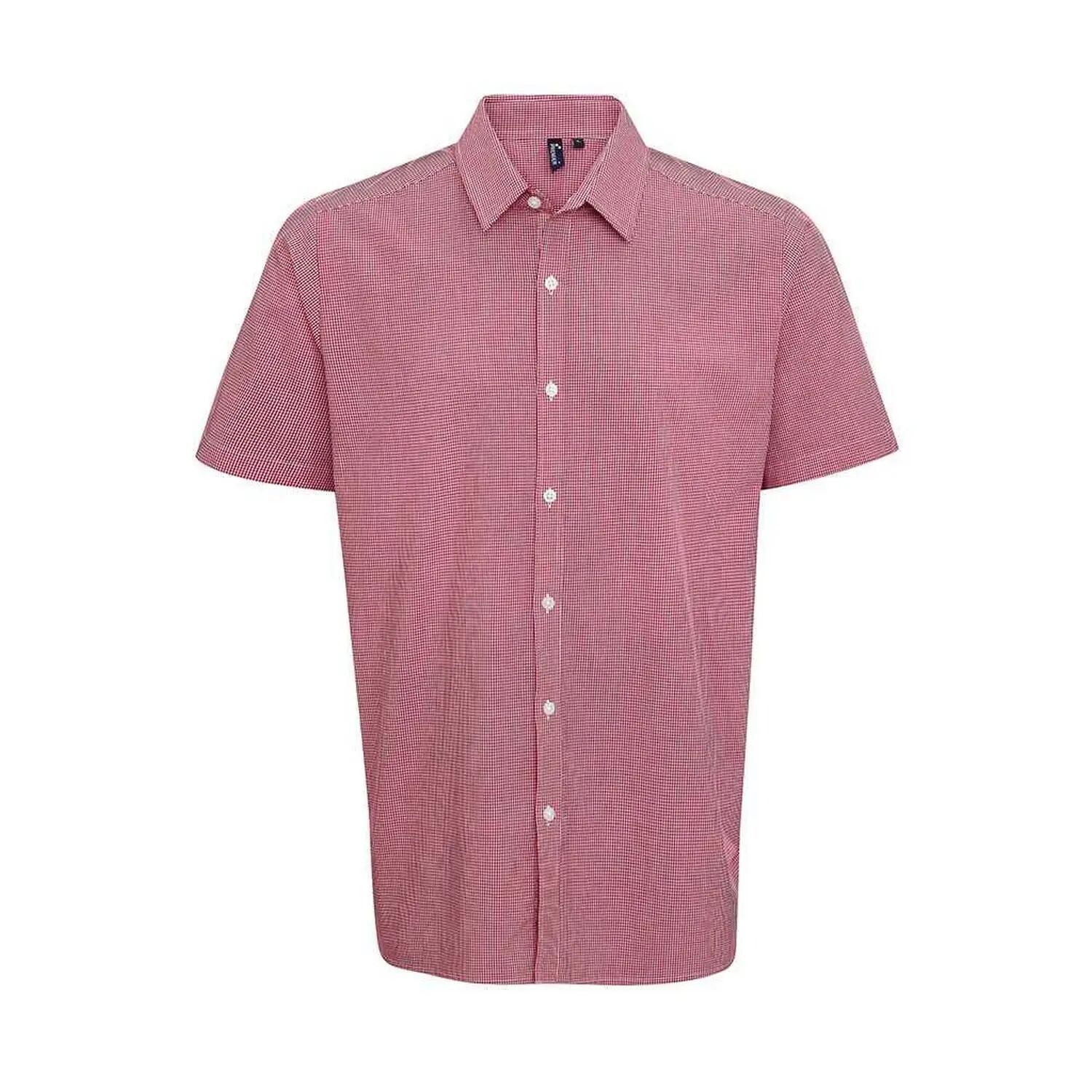 Premier Mens Gingham Cotton Short-Sleeved Shirt